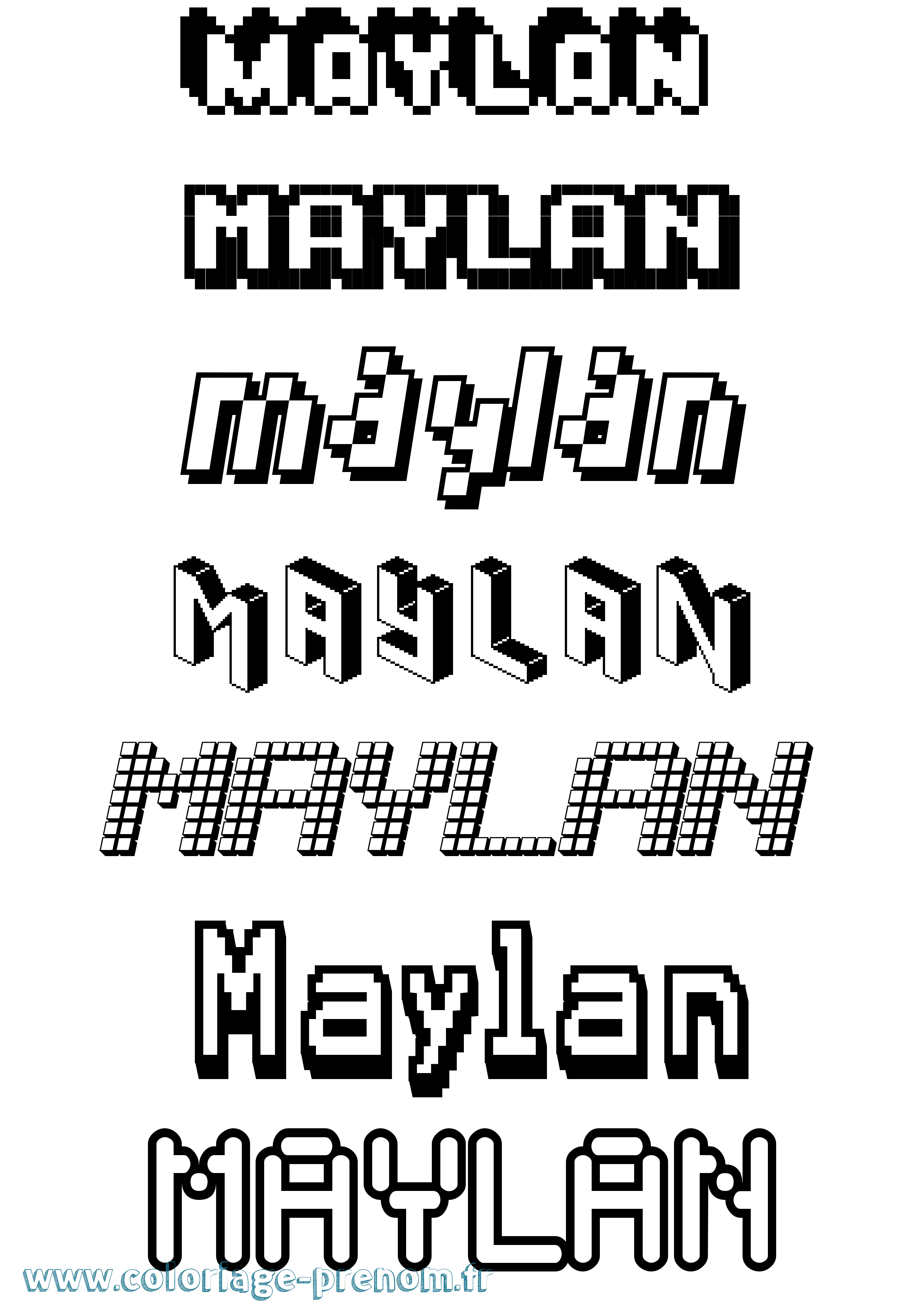 Coloriage prénom Maylan Pixel