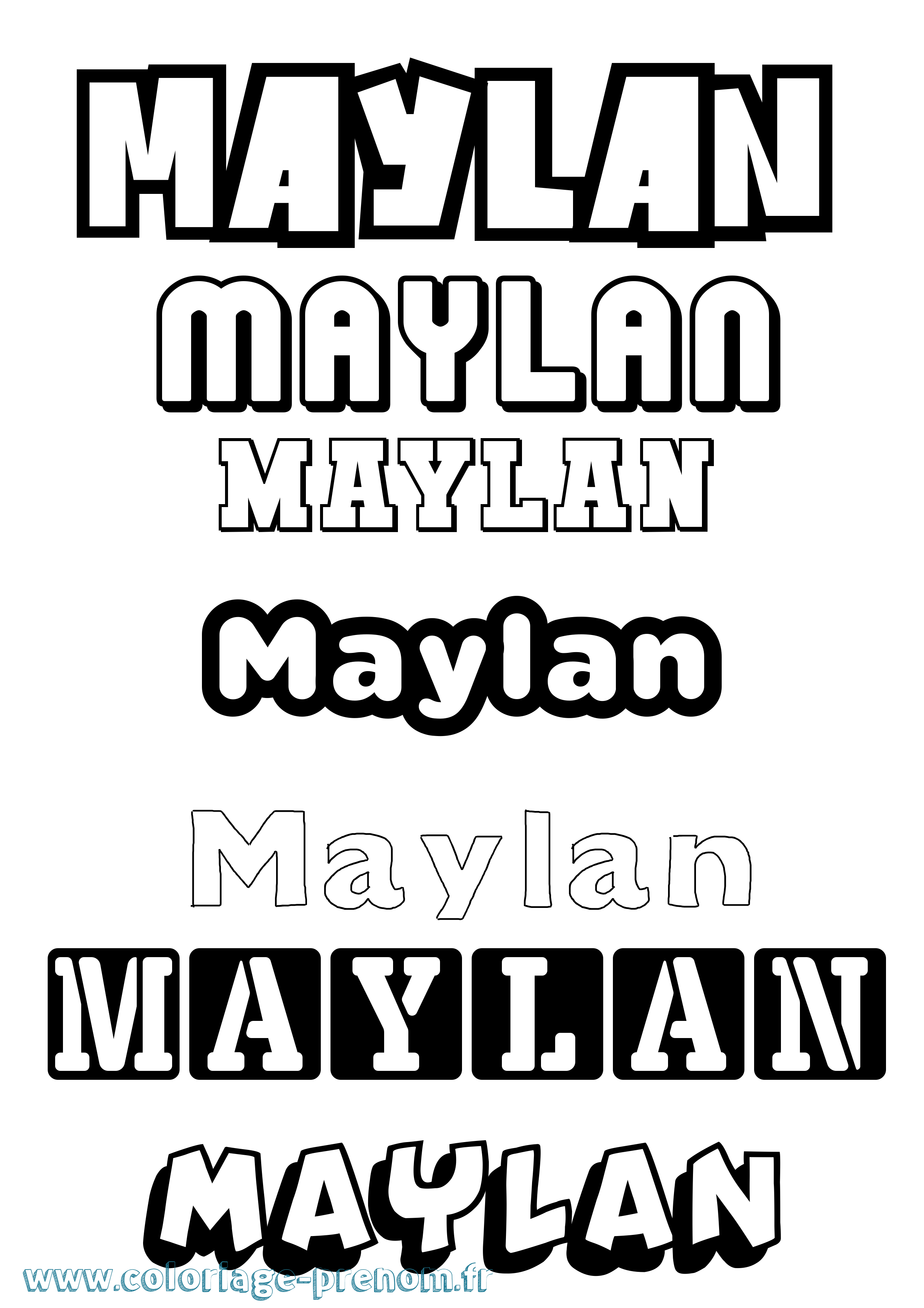 Coloriage prénom Maylan Simple