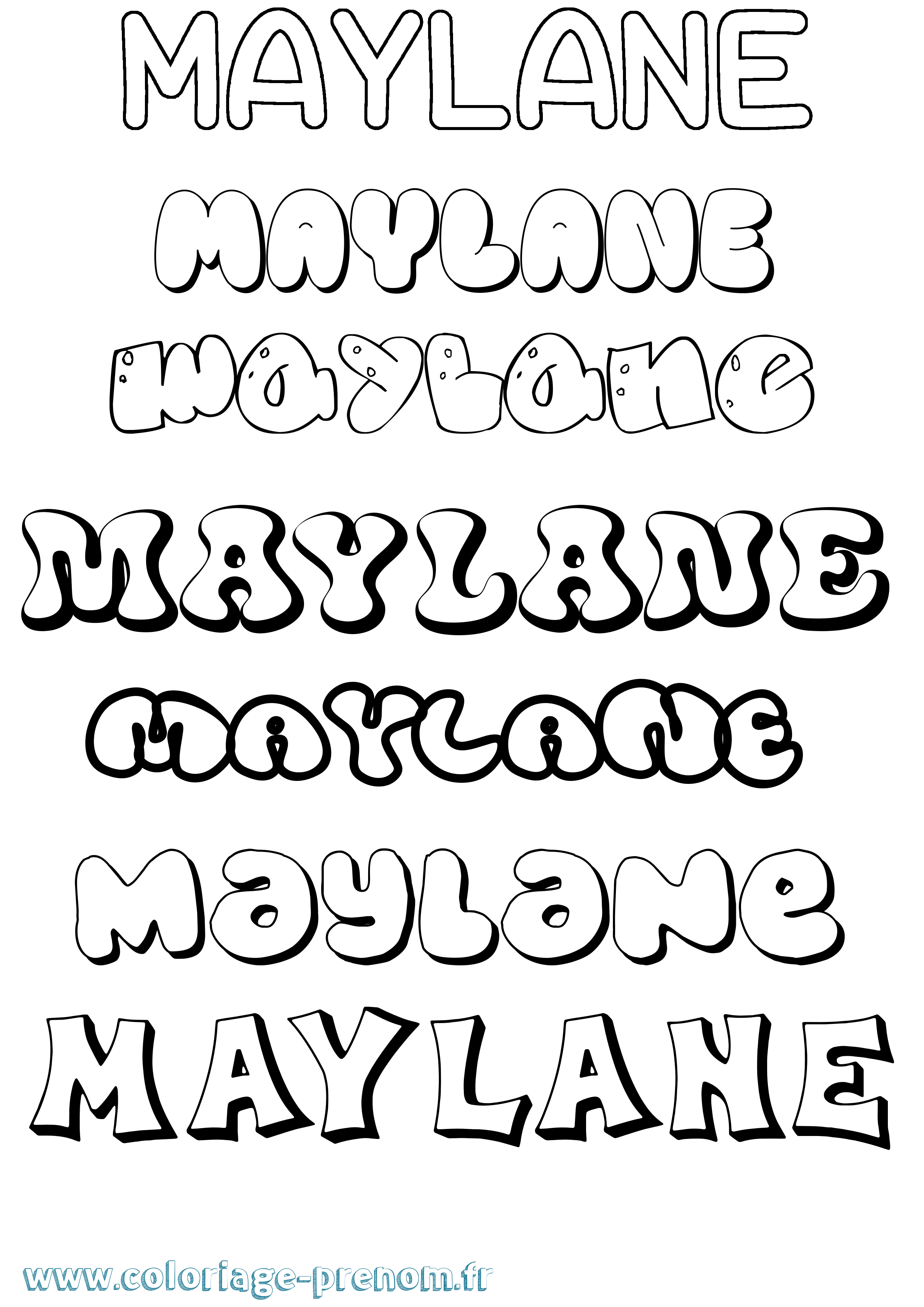 Coloriage prénom Maylane Bubble