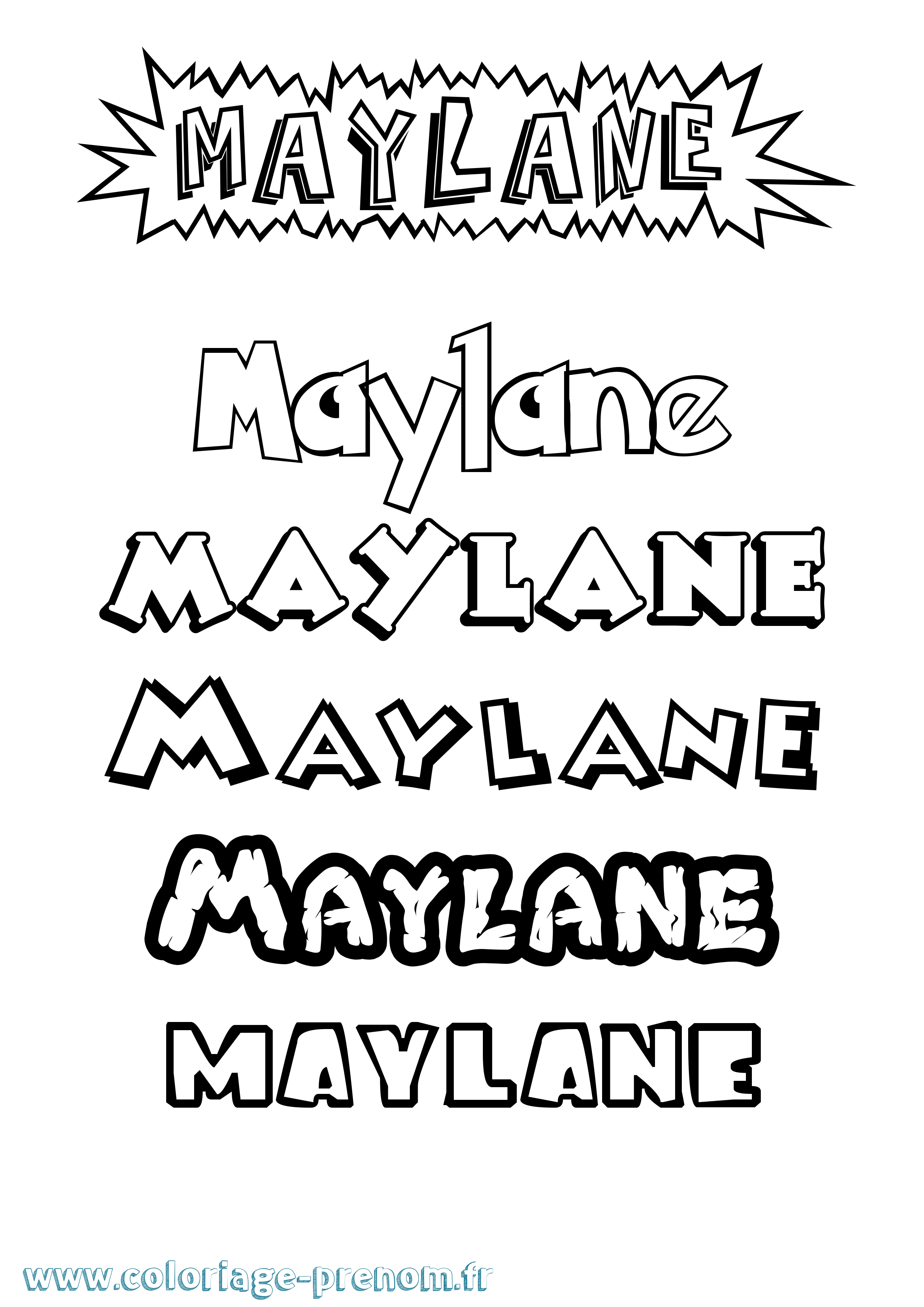 Coloriage prénom Maylane Dessin Animé