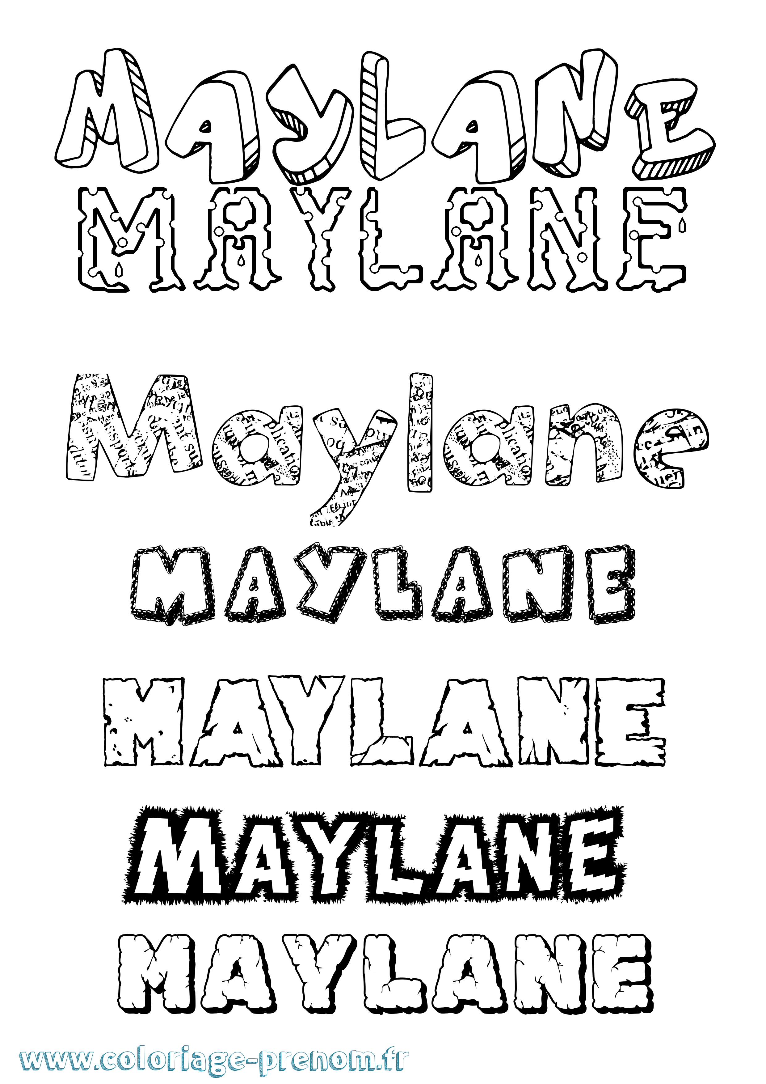 Coloriage prénom Maylane Destructuré
