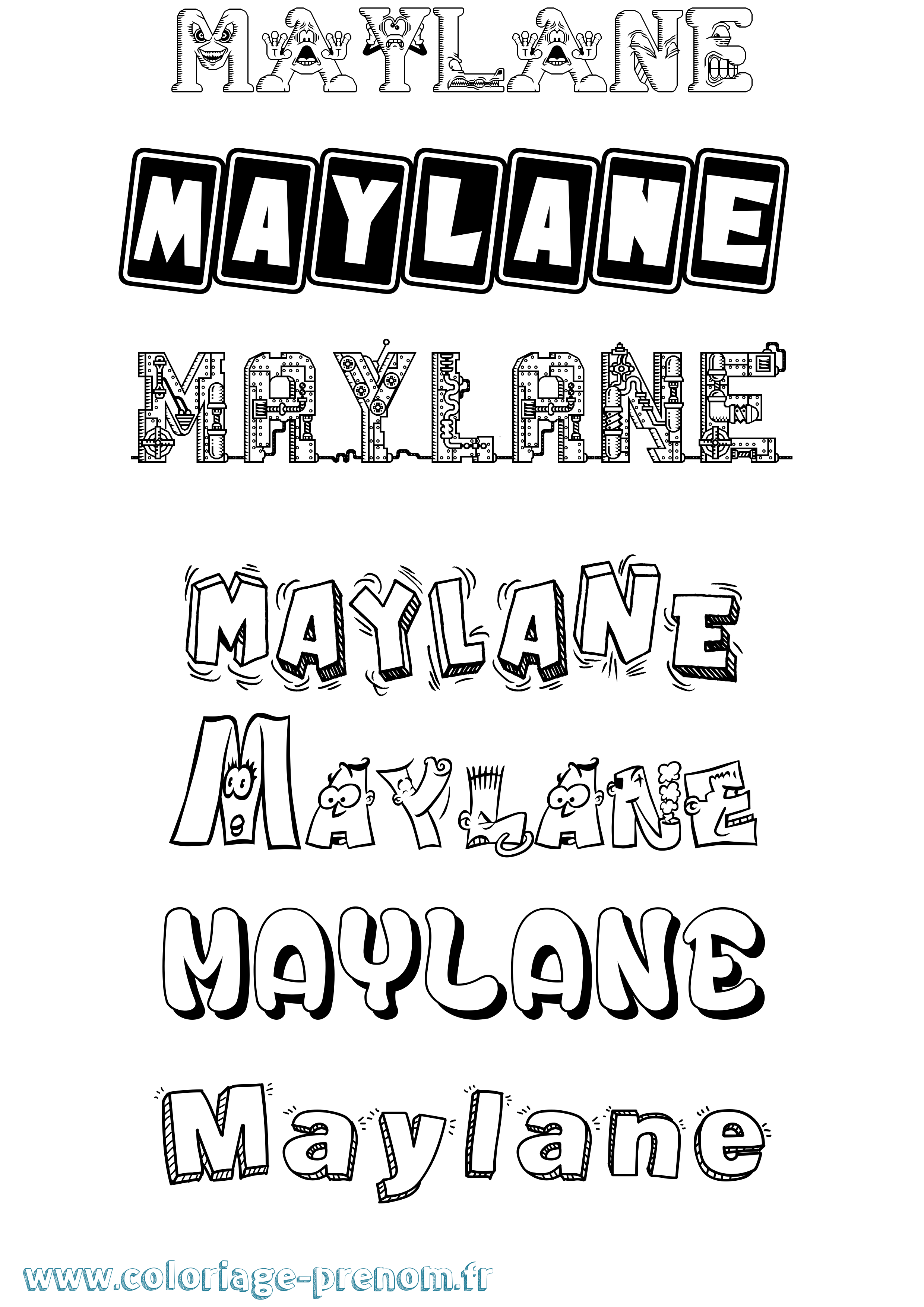 Coloriage prénom Maylane Fun