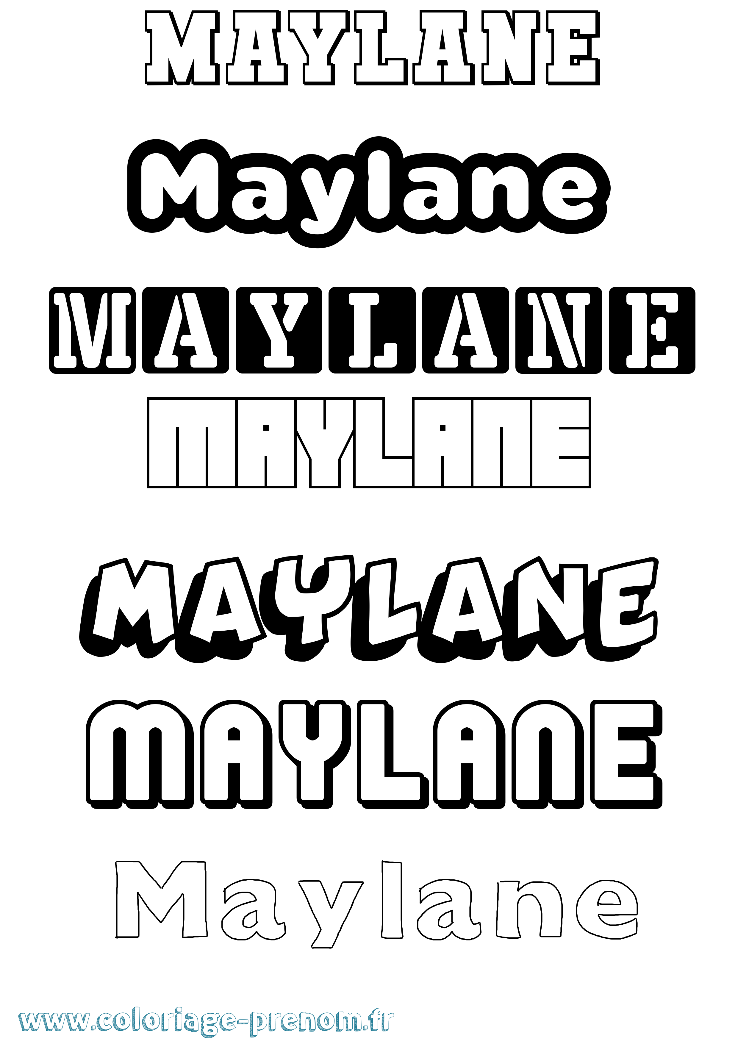 Coloriage prénom Maylane Simple