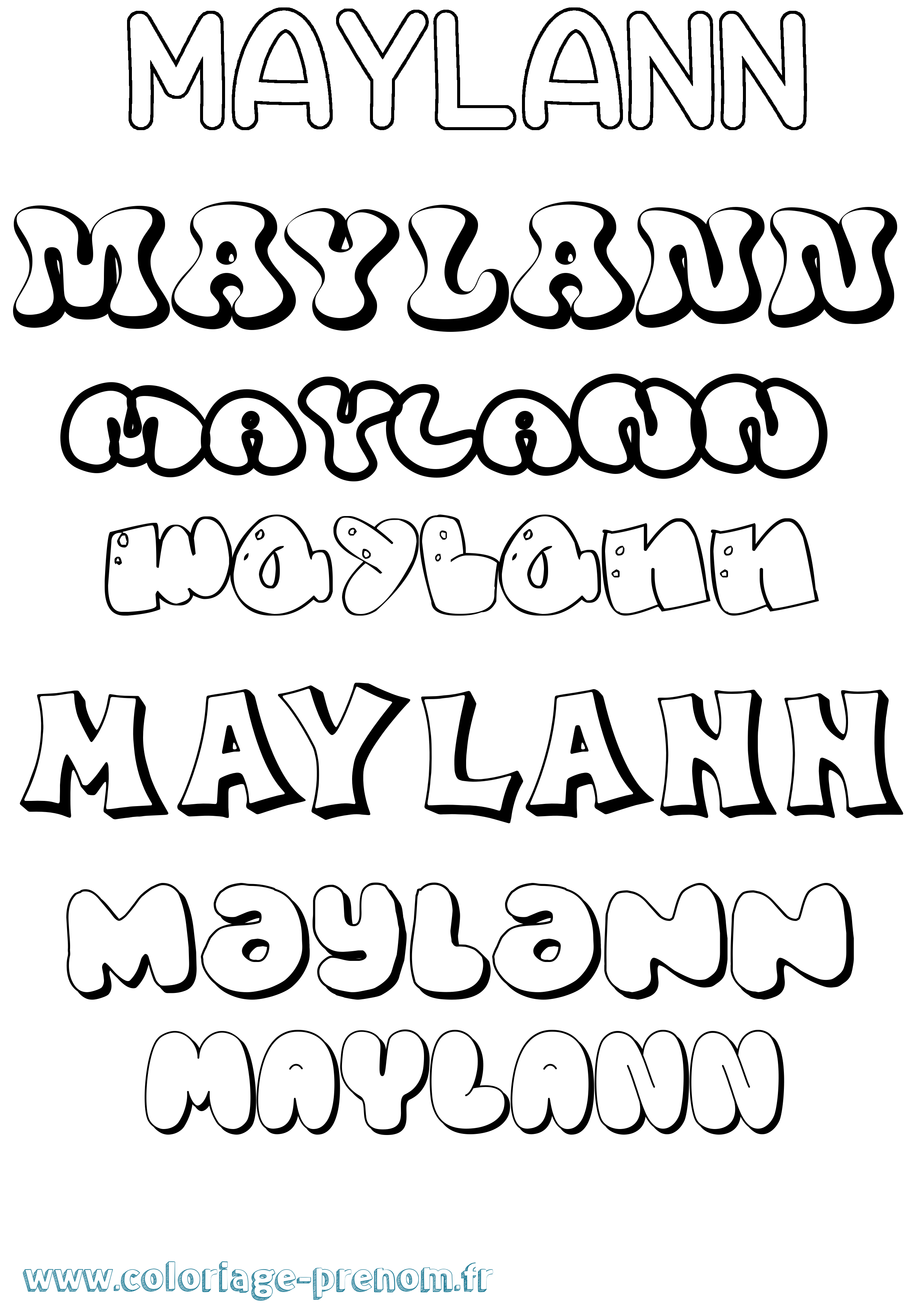 Coloriage prénom Maylann Bubble