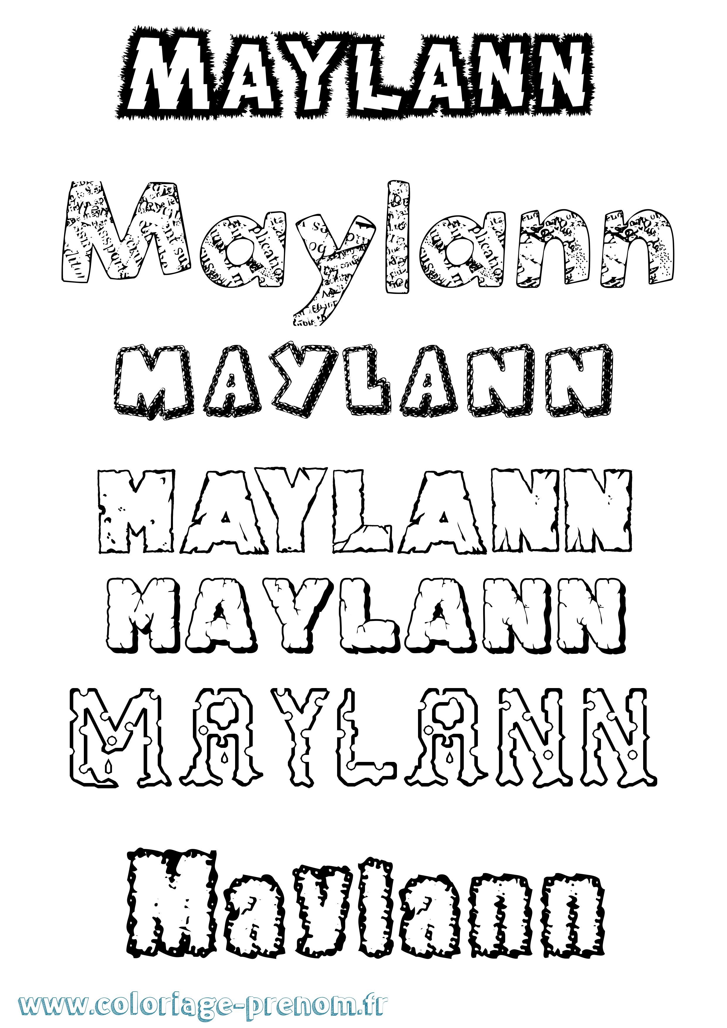 Coloriage prénom Maylann Destructuré