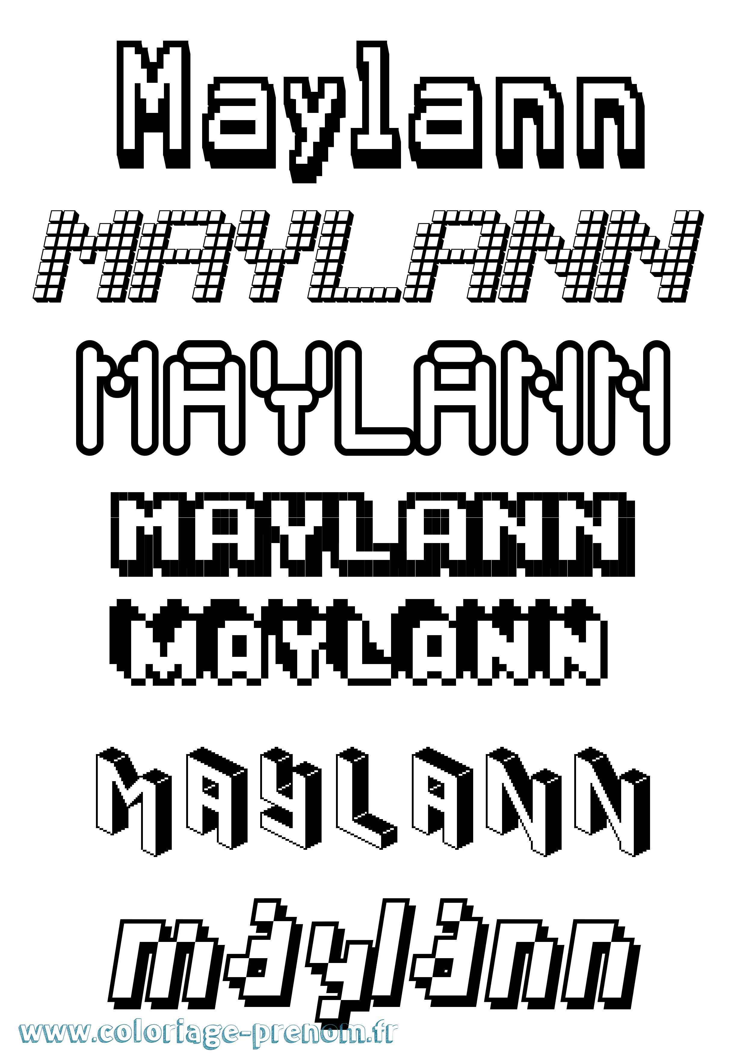 Coloriage prénom Maylann Pixel