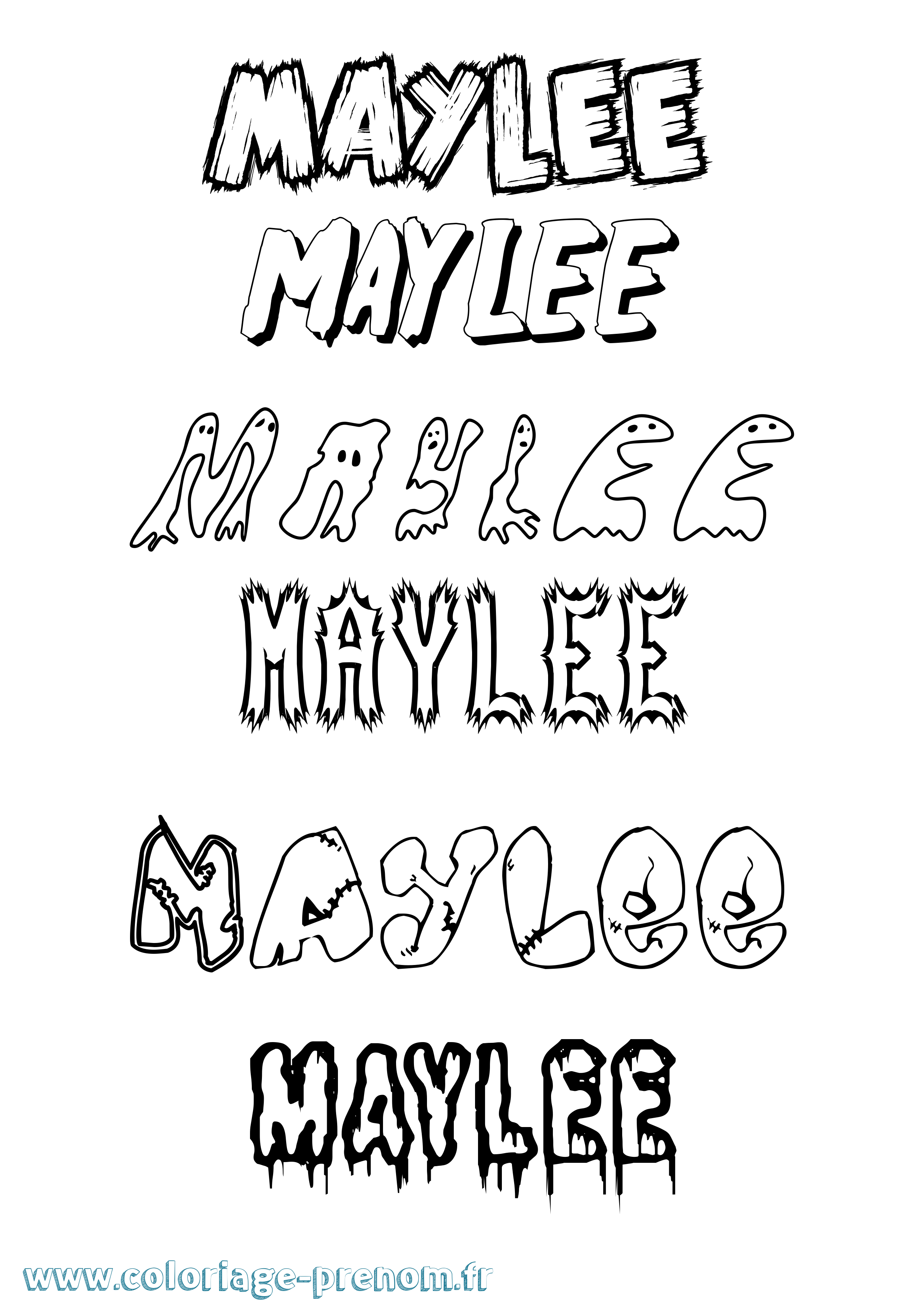 Coloriage prénom Maylee Frisson