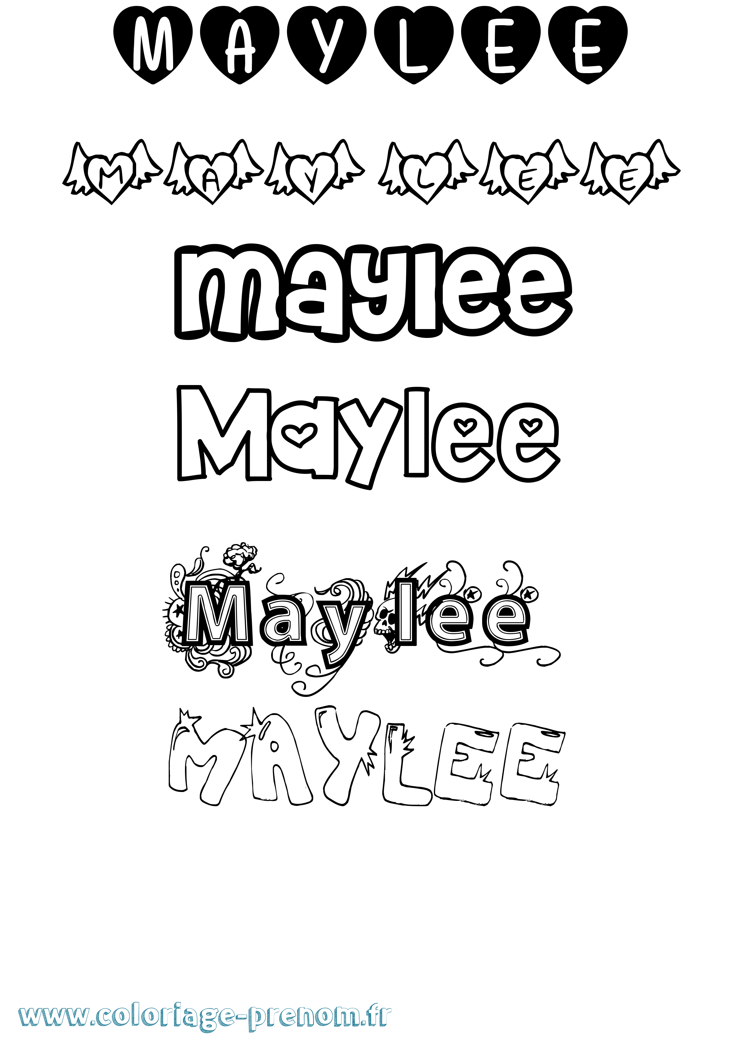 Coloriage prénom Maylee Girly