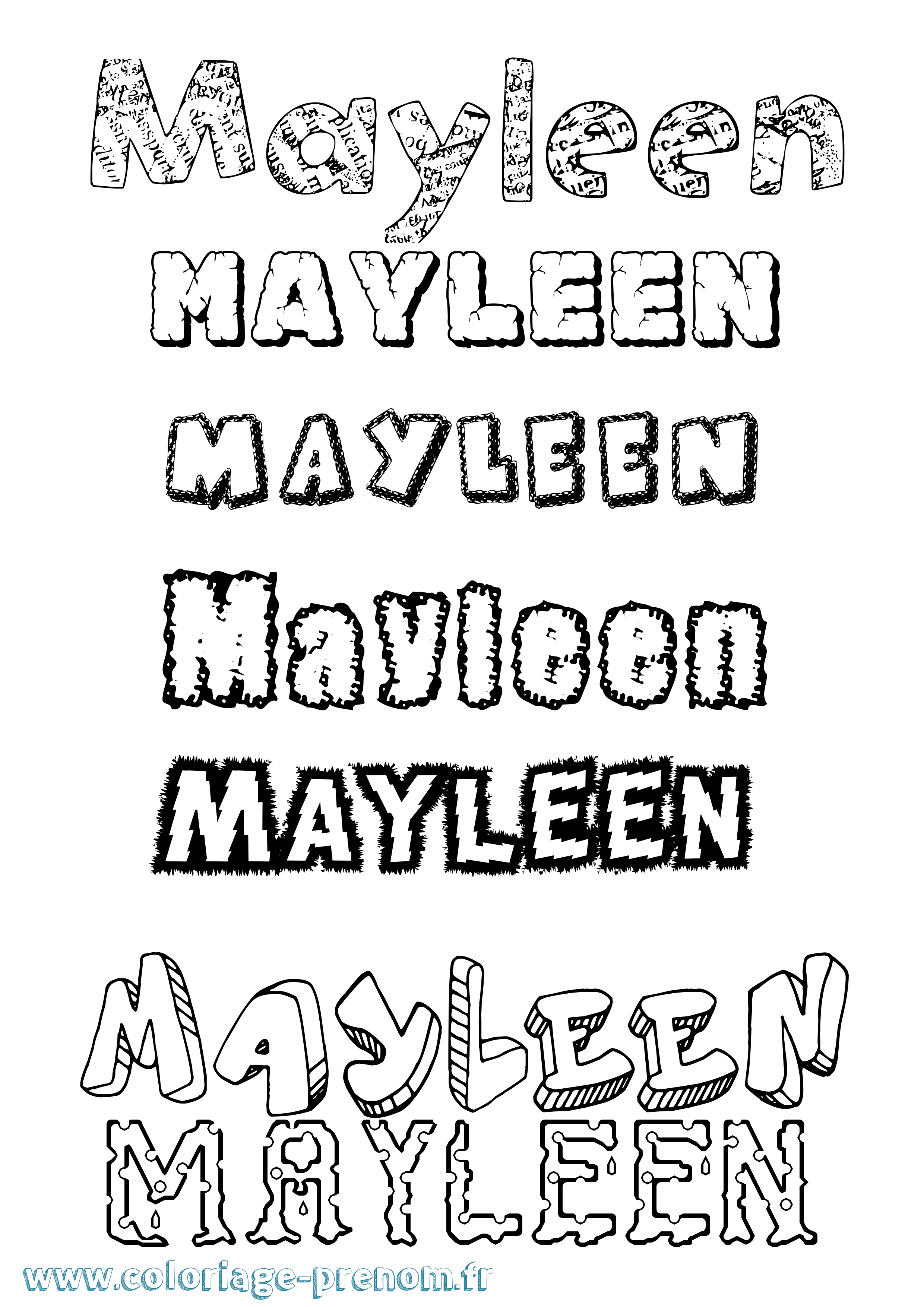 Coloriage prénom Mayleen Destructuré