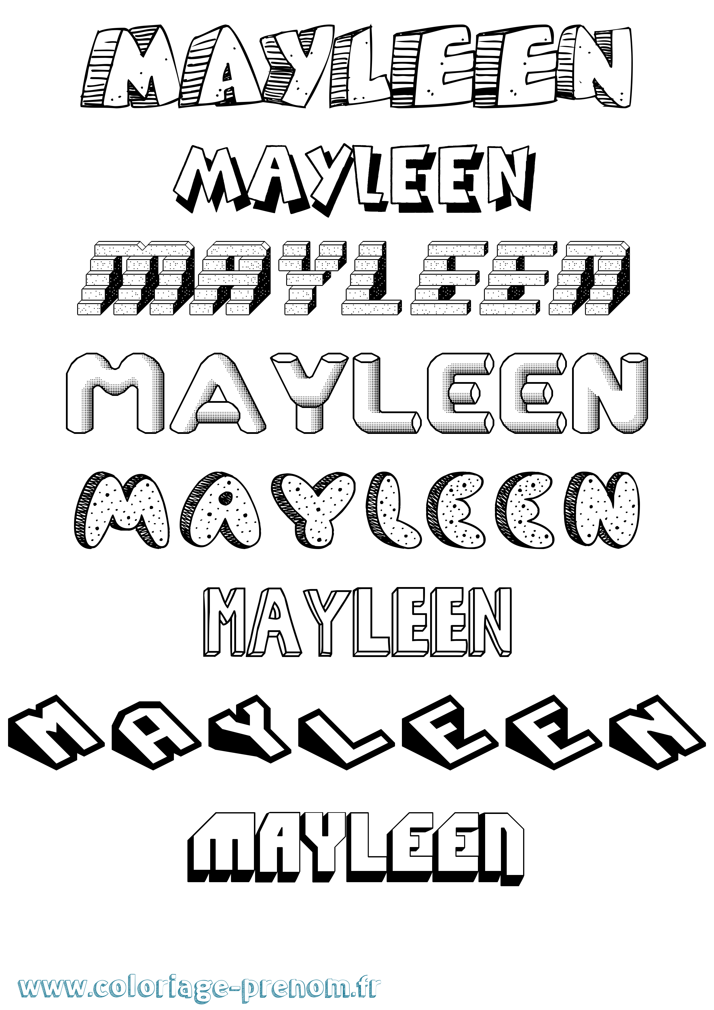 Coloriage prénom Mayleen Effet 3D