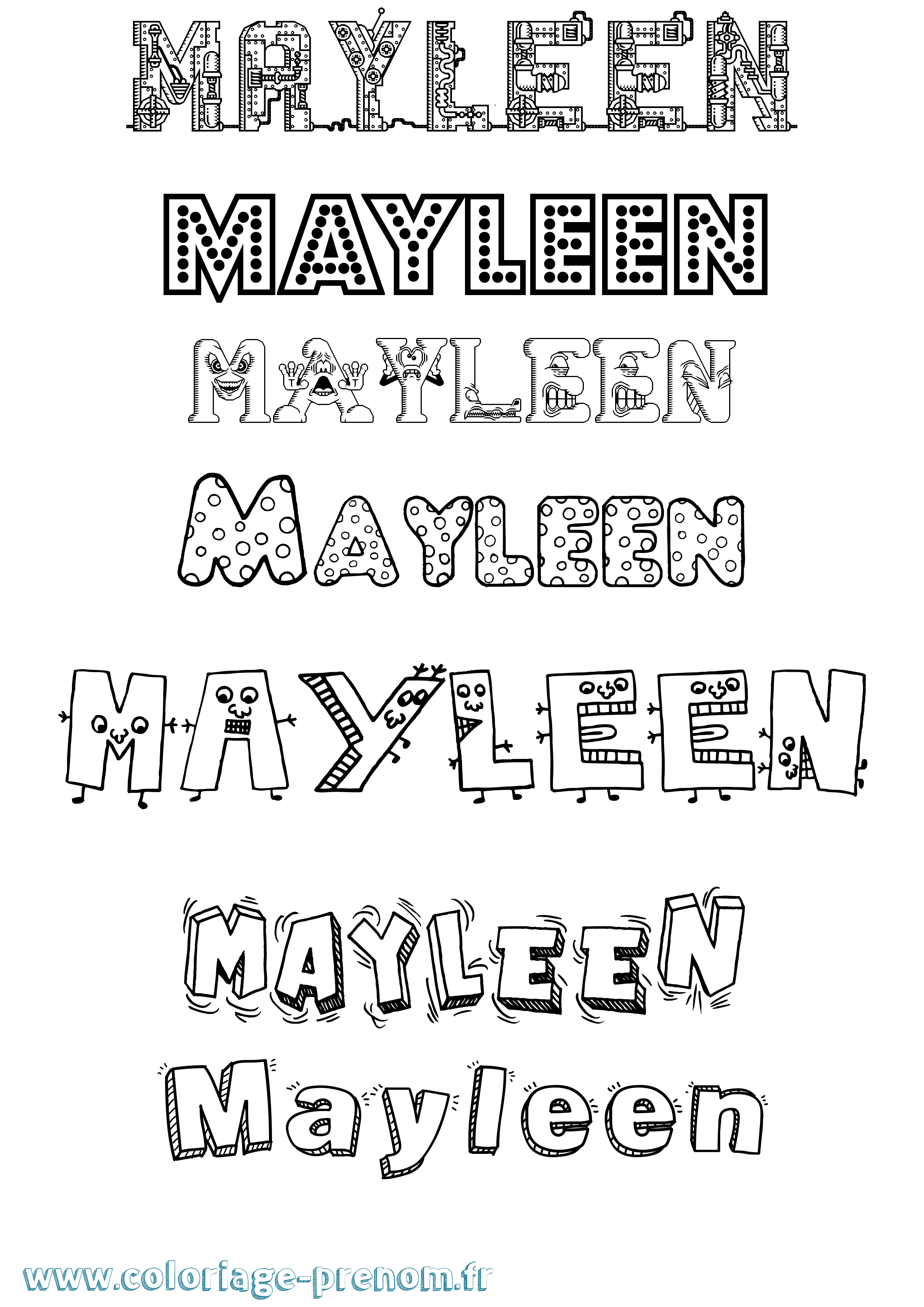 Coloriage prénom Mayleen Fun