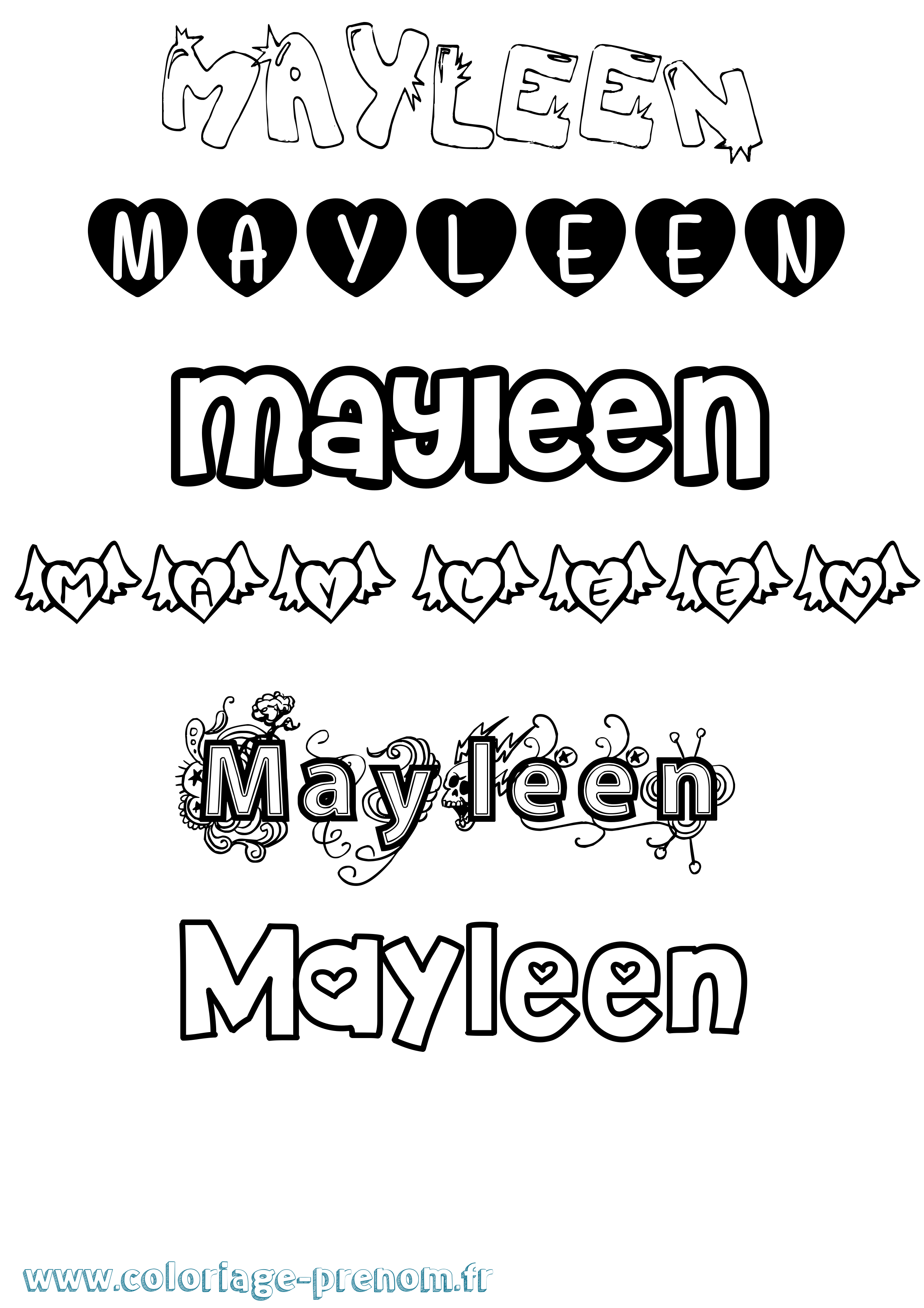 Coloriage prénom Mayleen Girly
