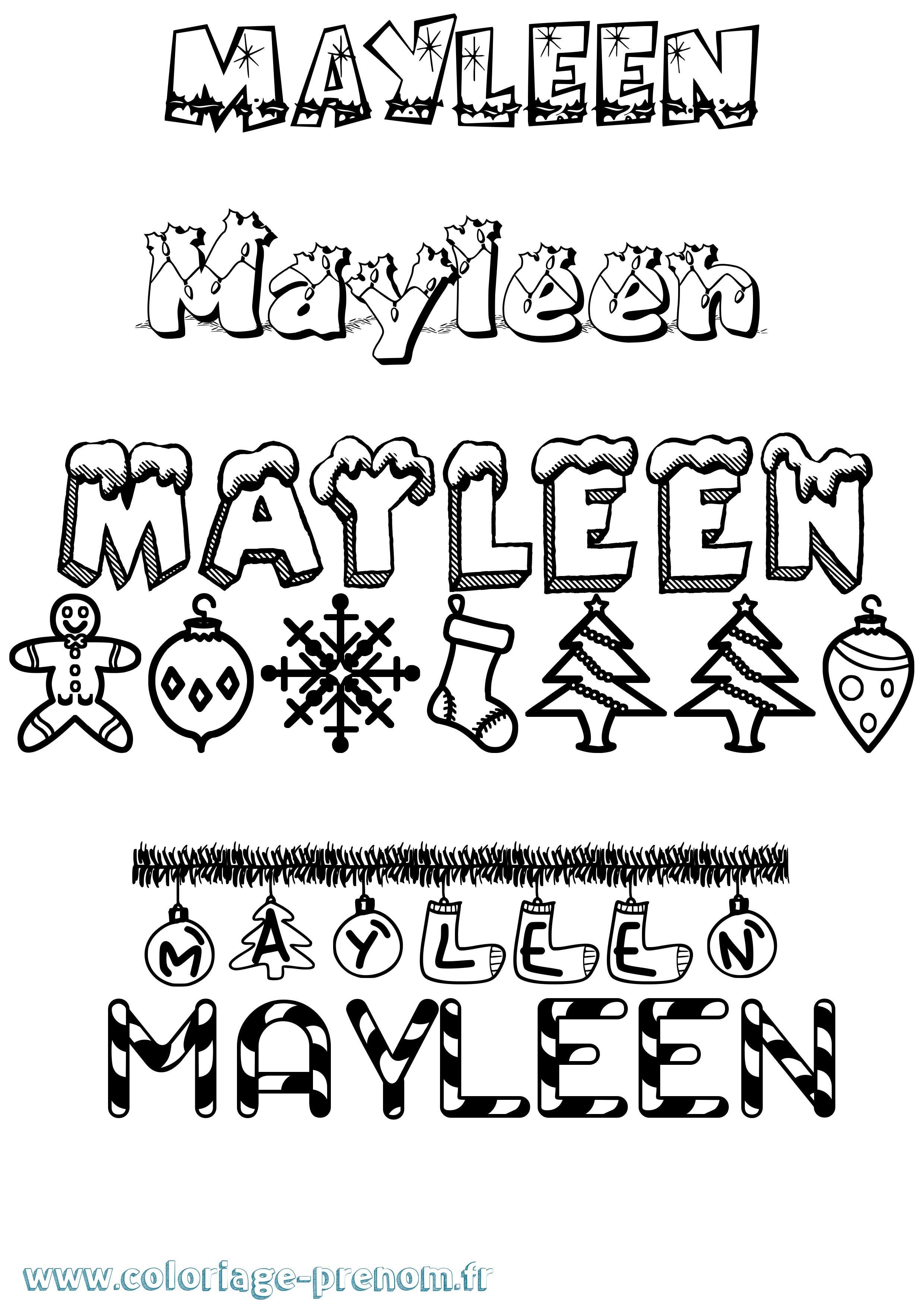 Coloriage prénom Mayleen Noël