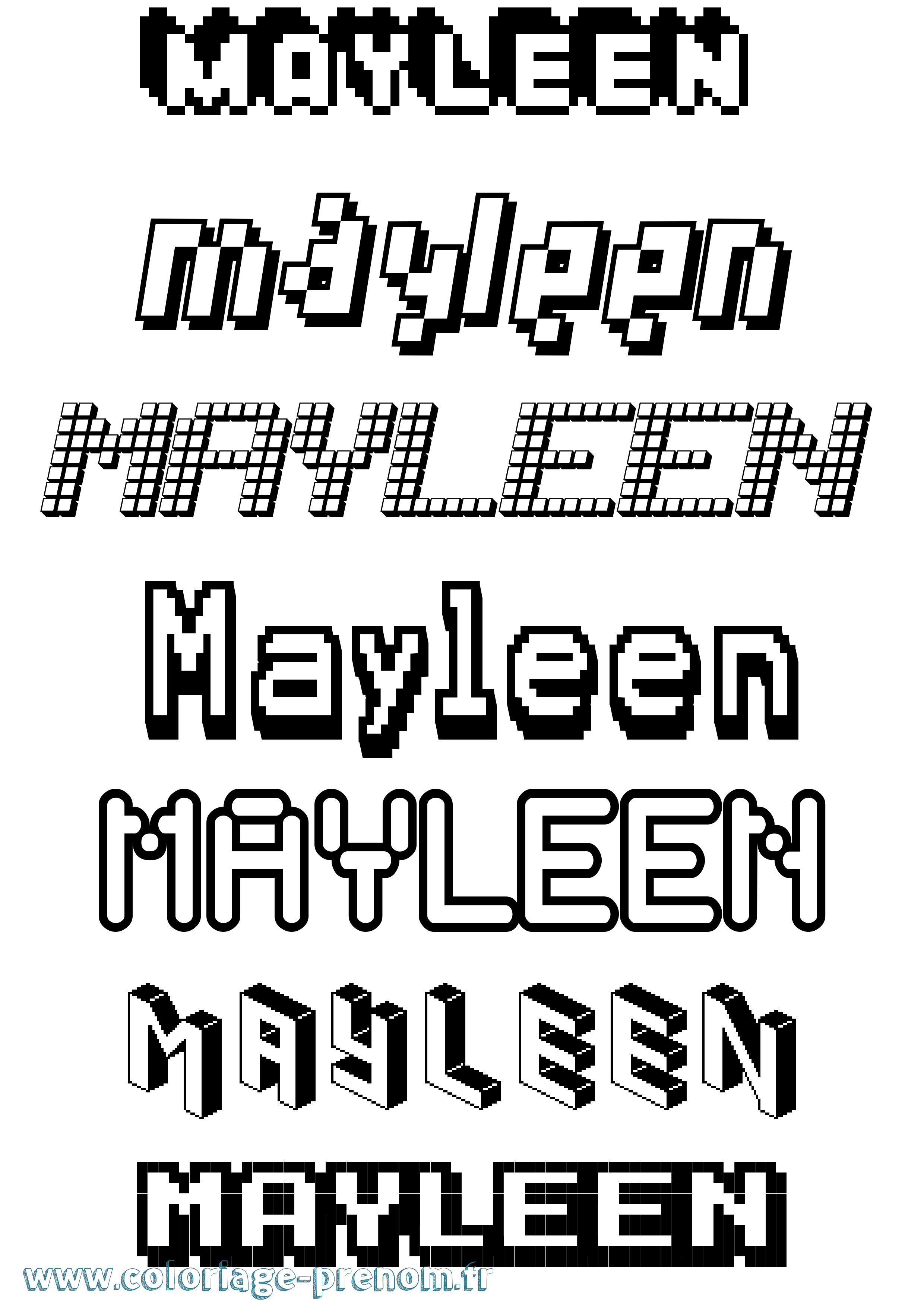 Coloriage prénom Mayleen Pixel