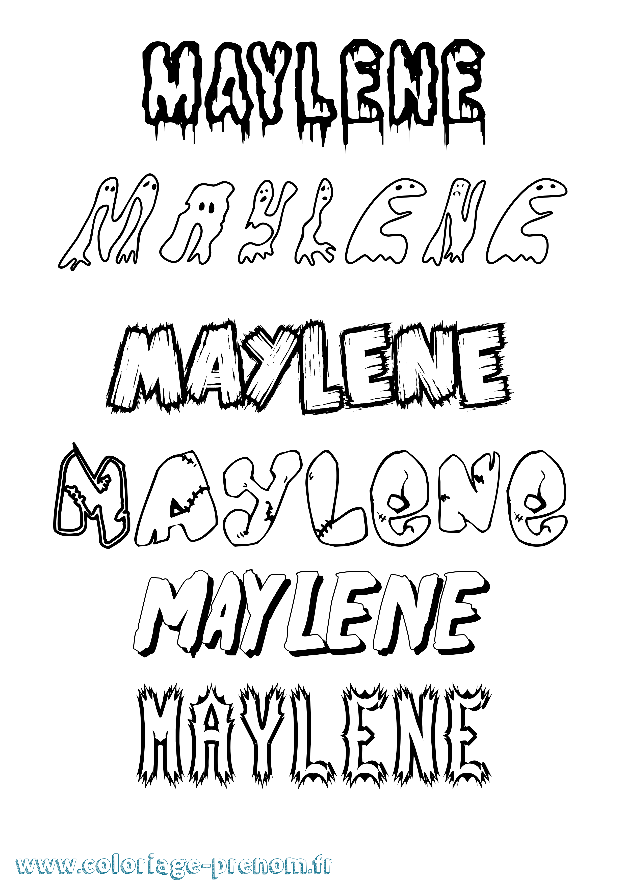 Coloriage prénom Maylene Frisson