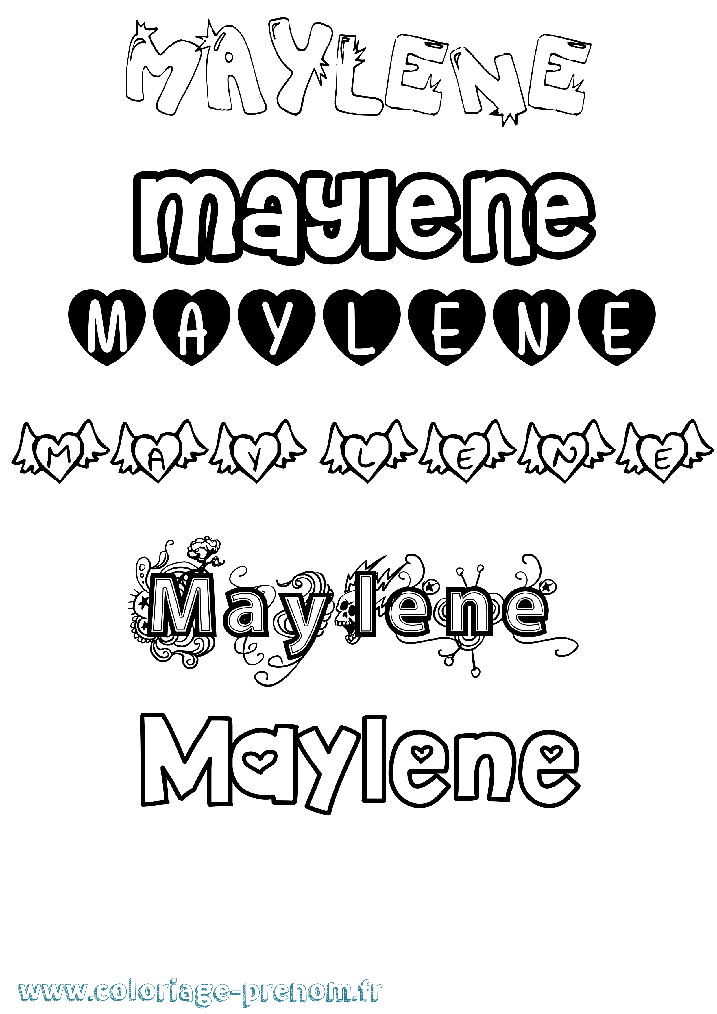 Coloriage prénom Maylene Girly
