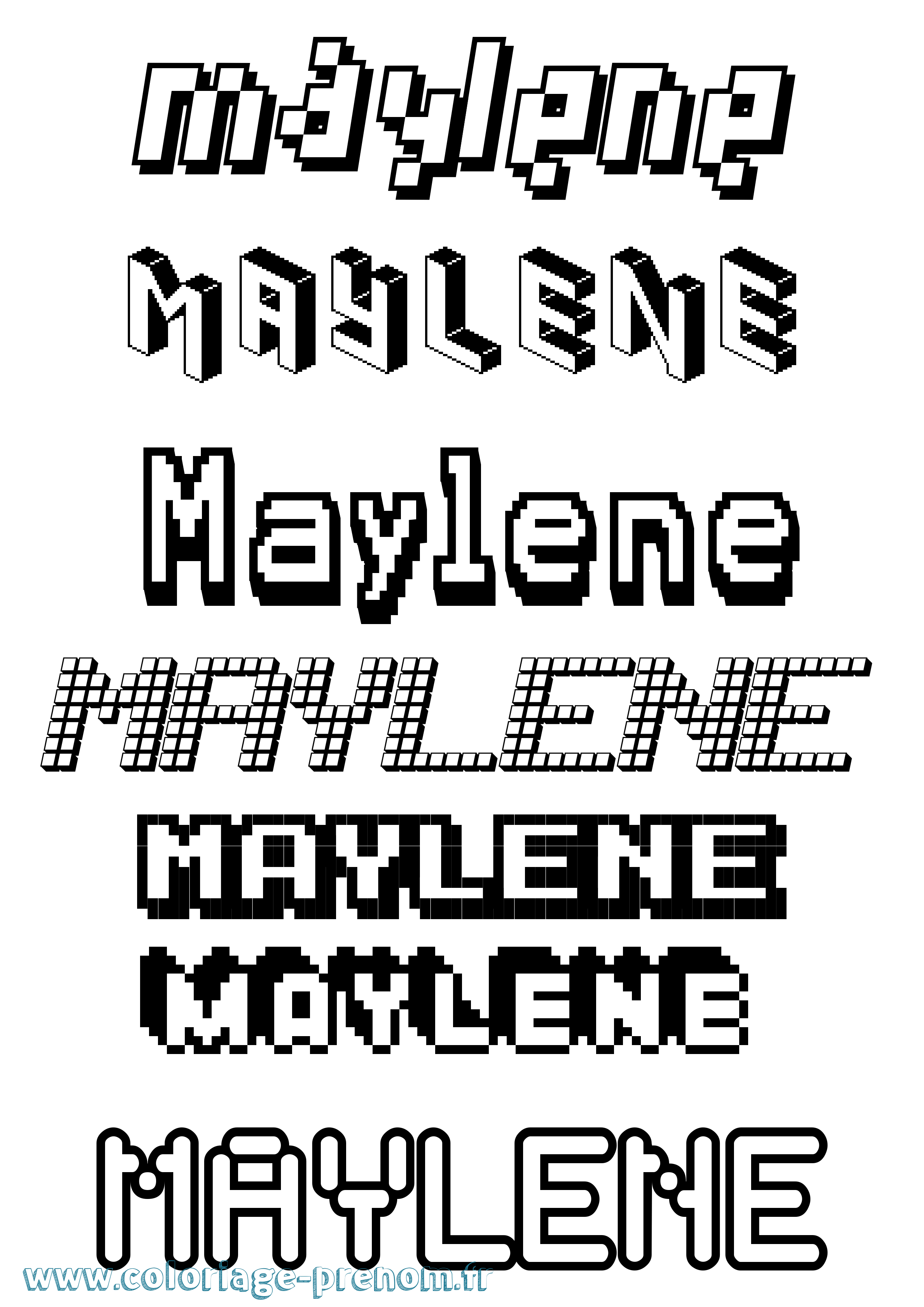 Coloriage prénom Maylene Pixel