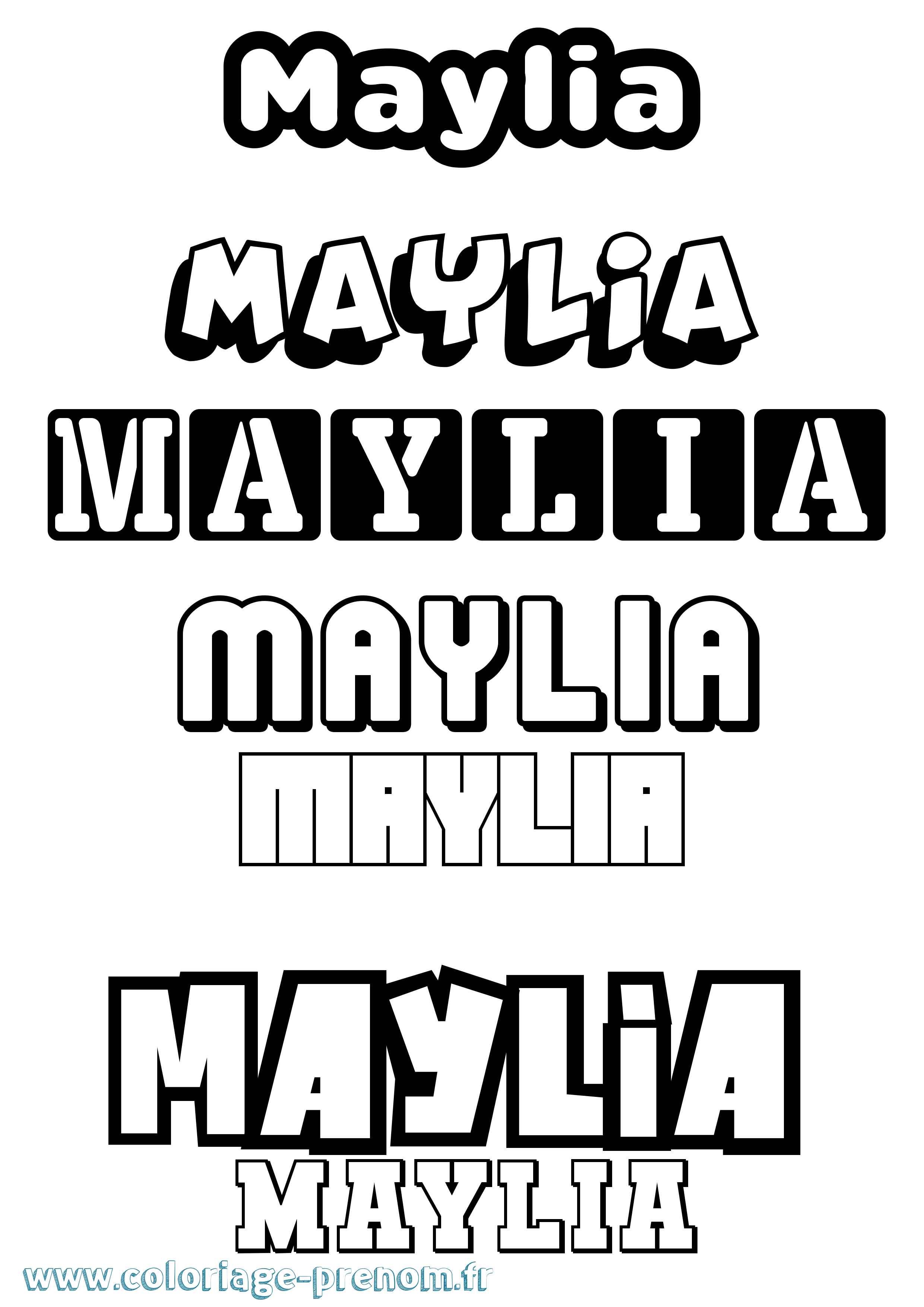Coloriage prénom Maylia Simple