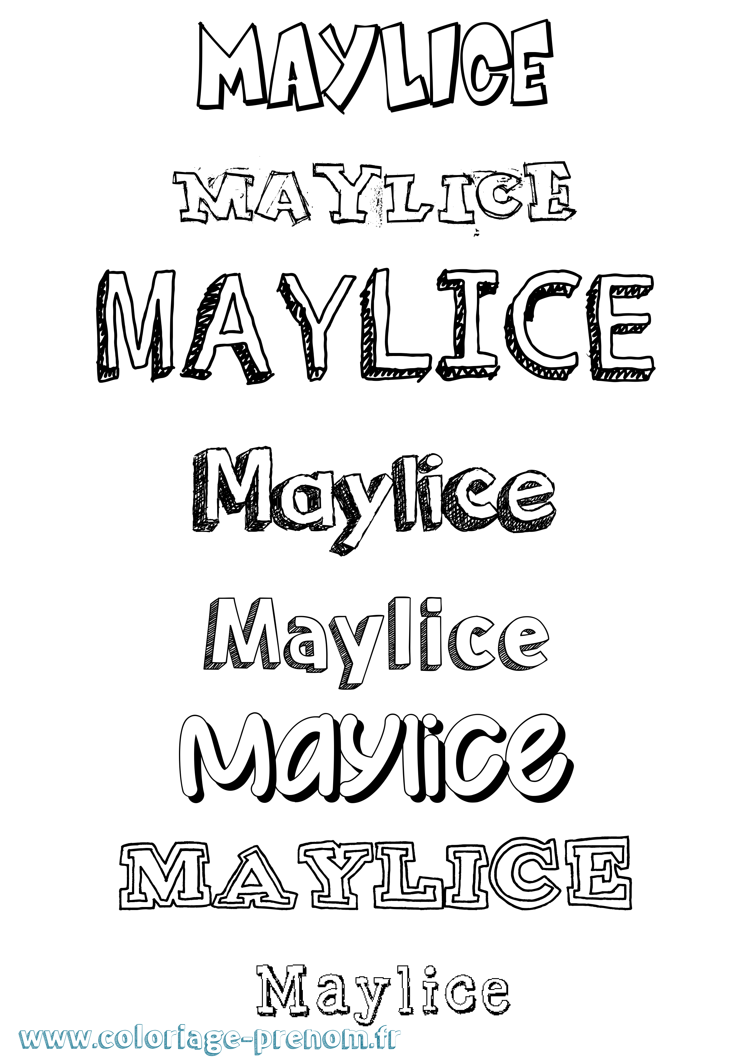 Coloriage prénom Maylice Dessiné