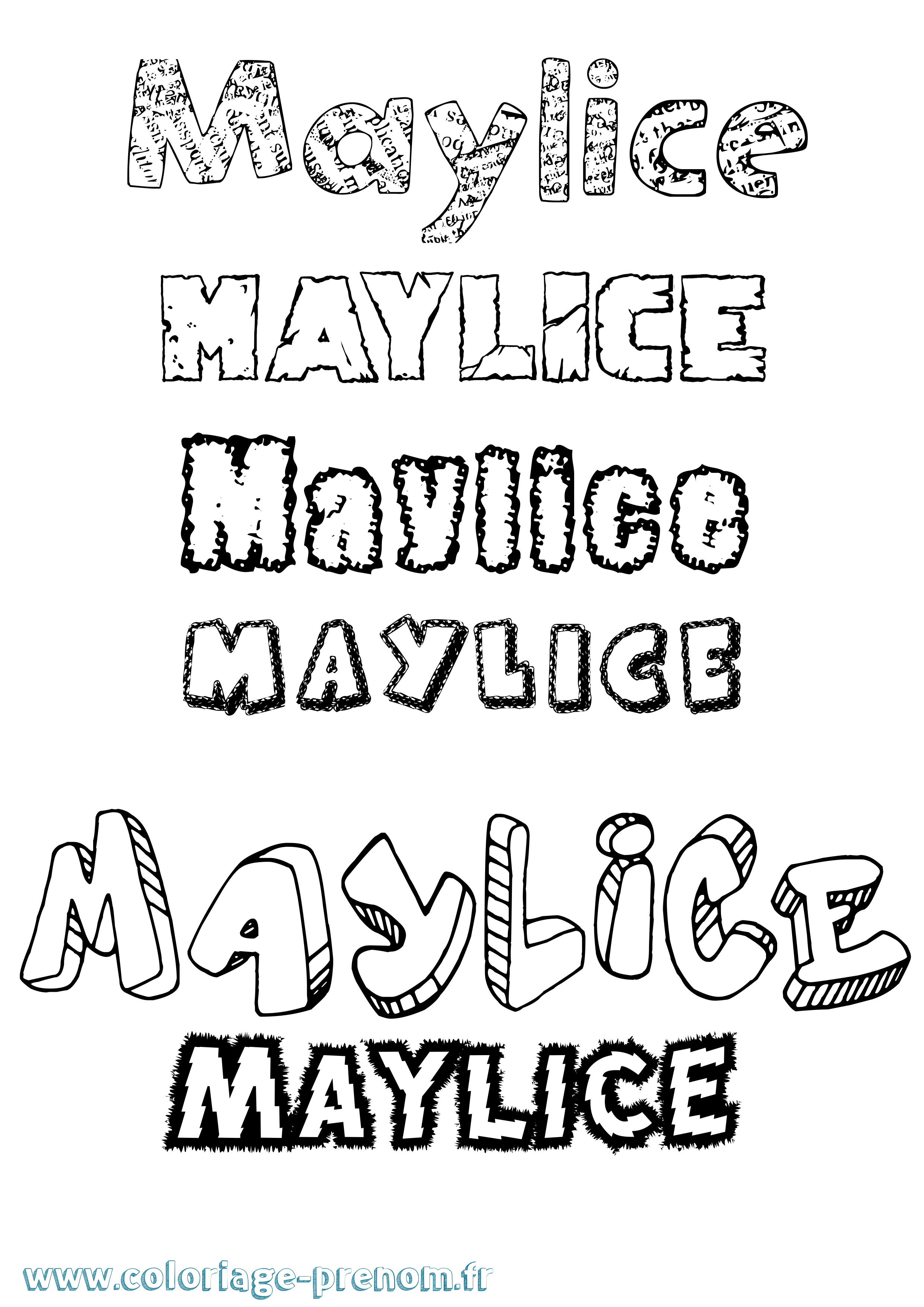 Coloriage prénom Maylice Destructuré