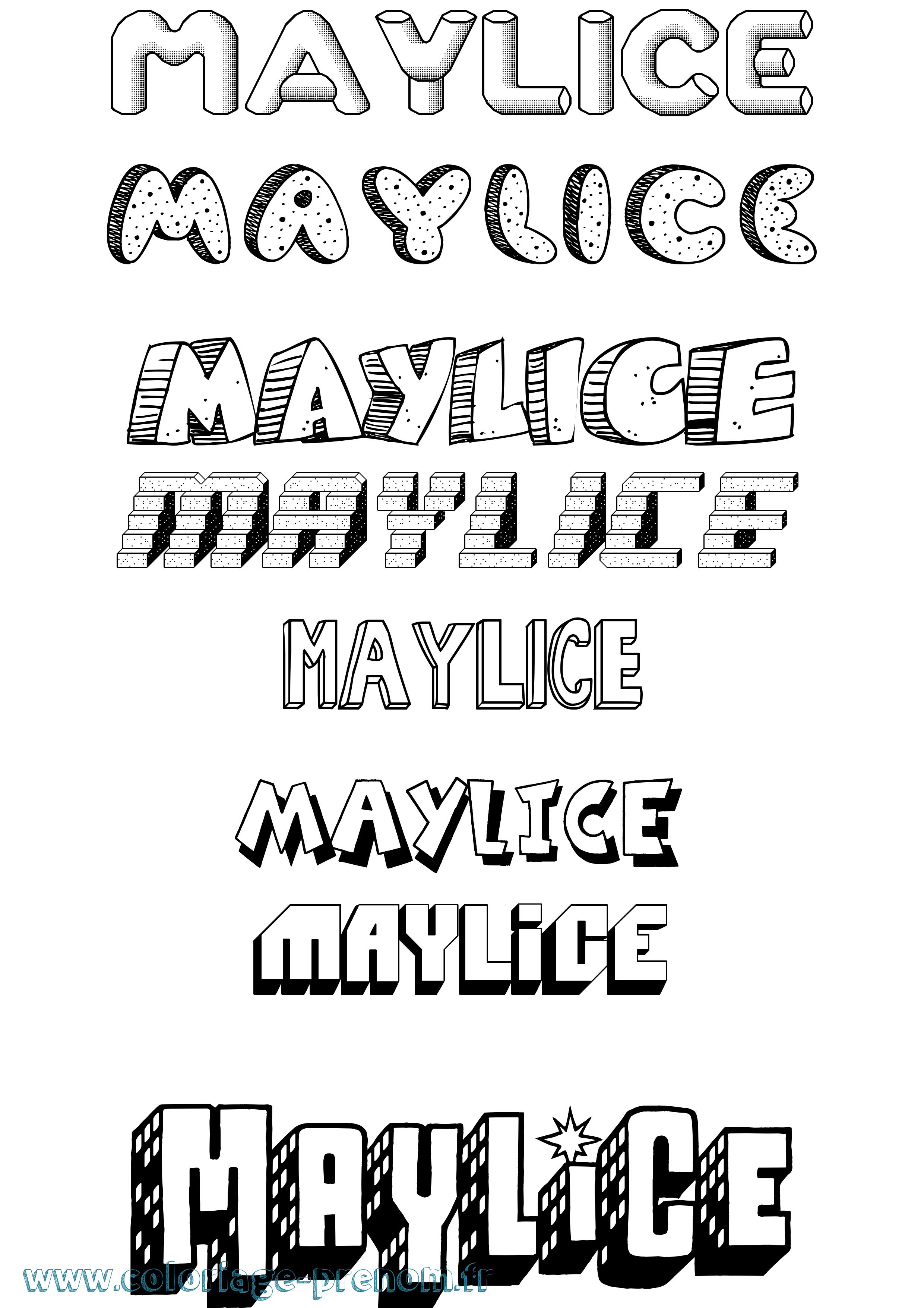 Coloriage prénom Maylice Effet 3D