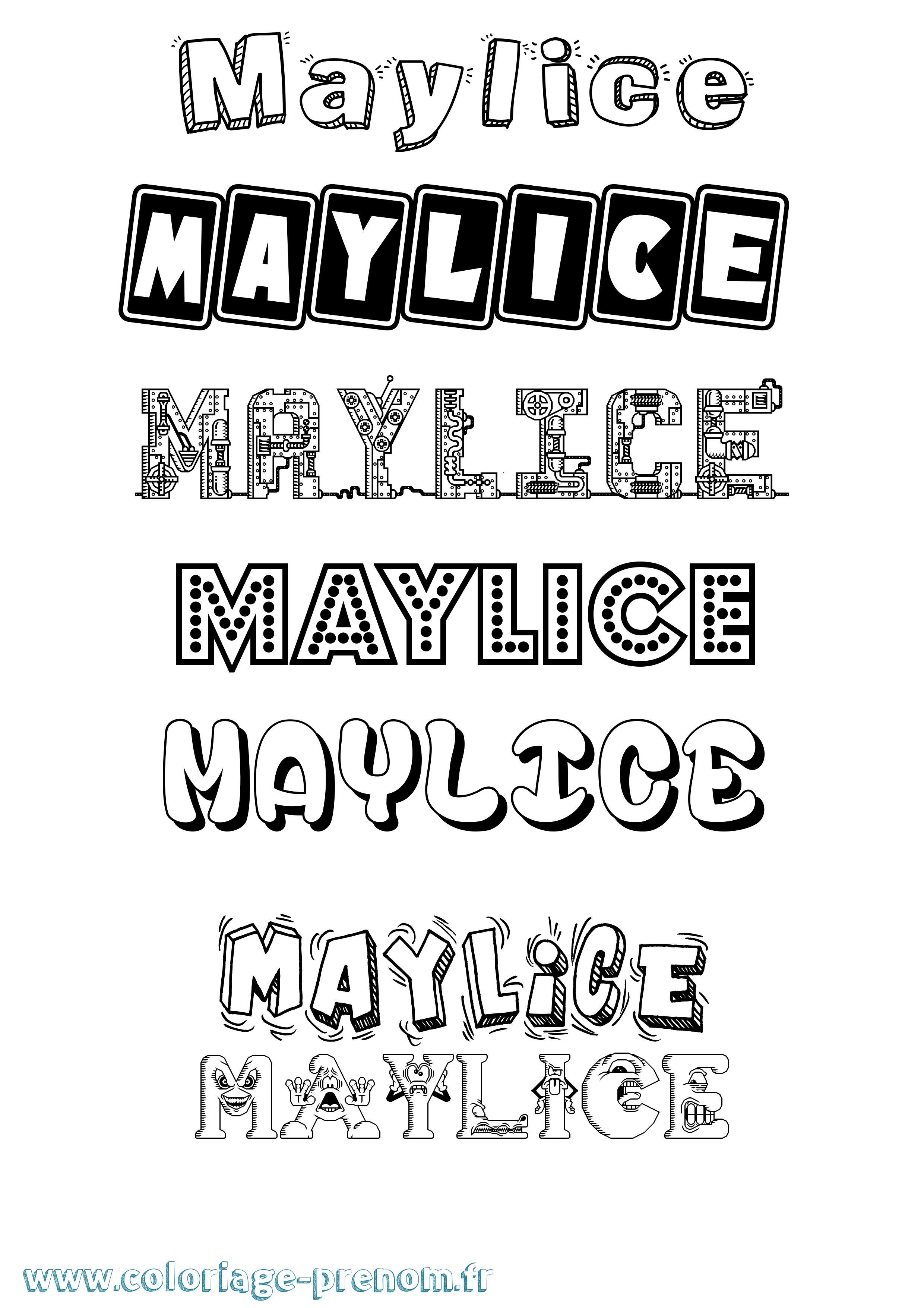 Coloriage prénom Maylice Fun