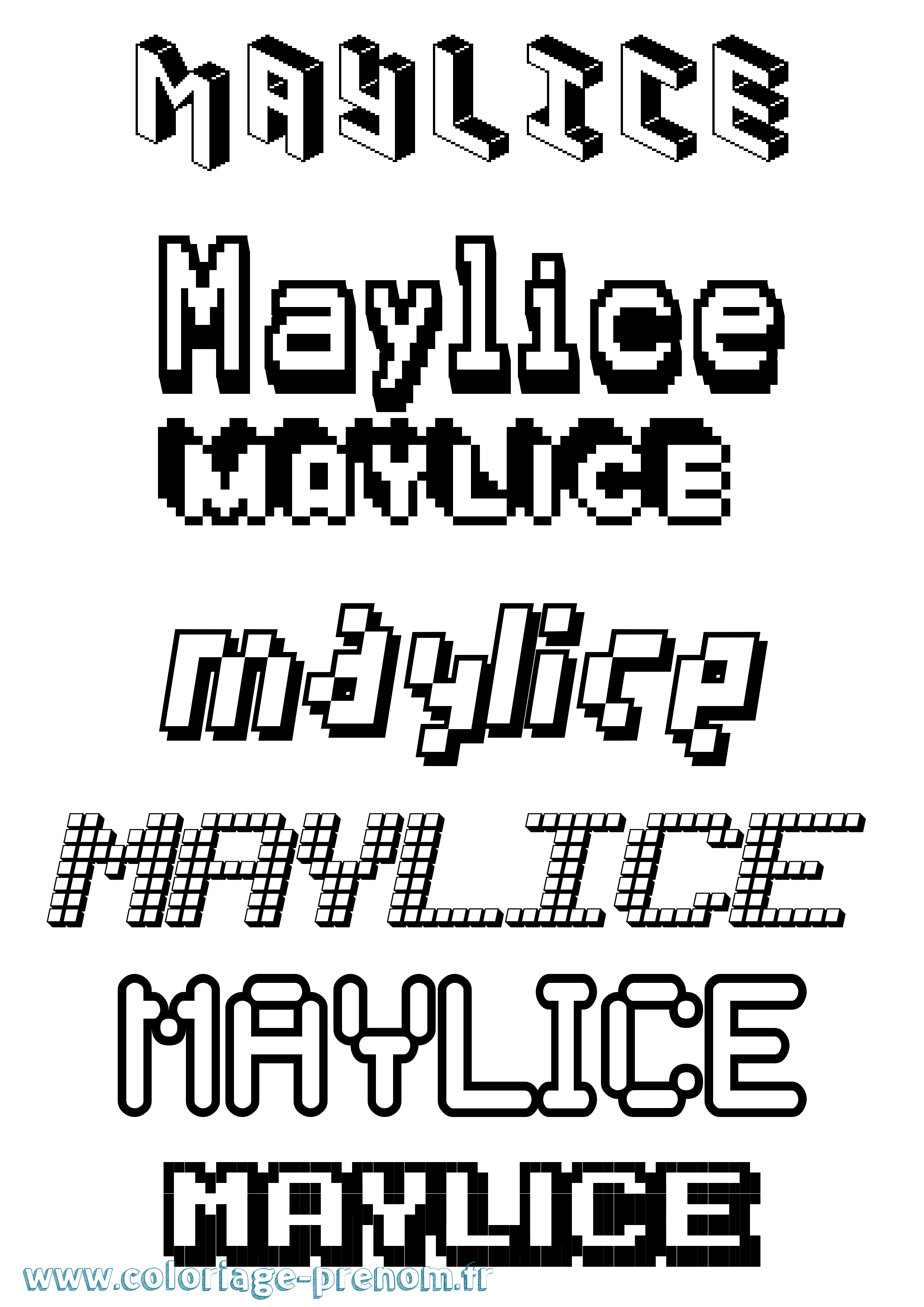 Coloriage prénom Maylice Pixel