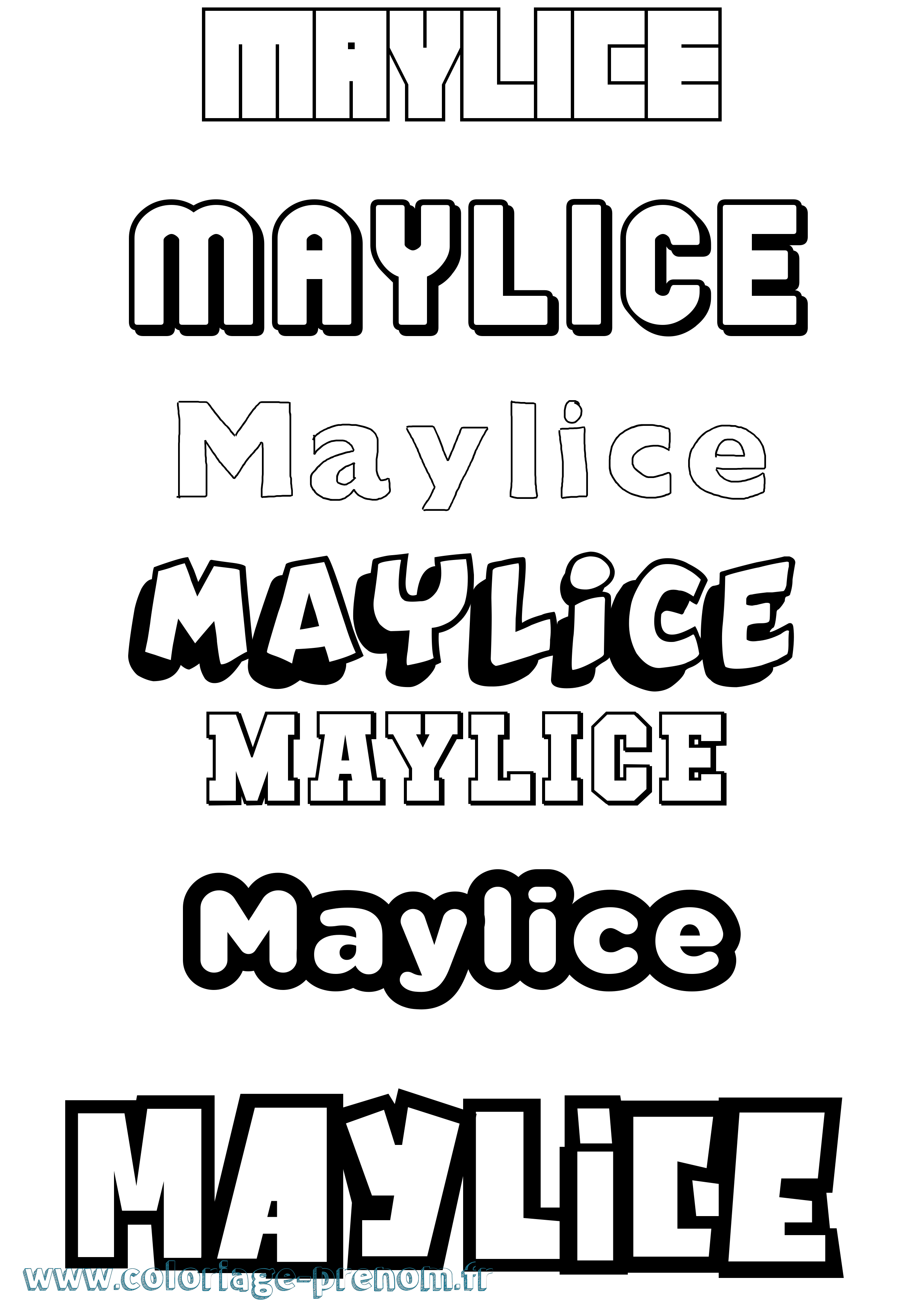 Coloriage prénom Maylice Simple
