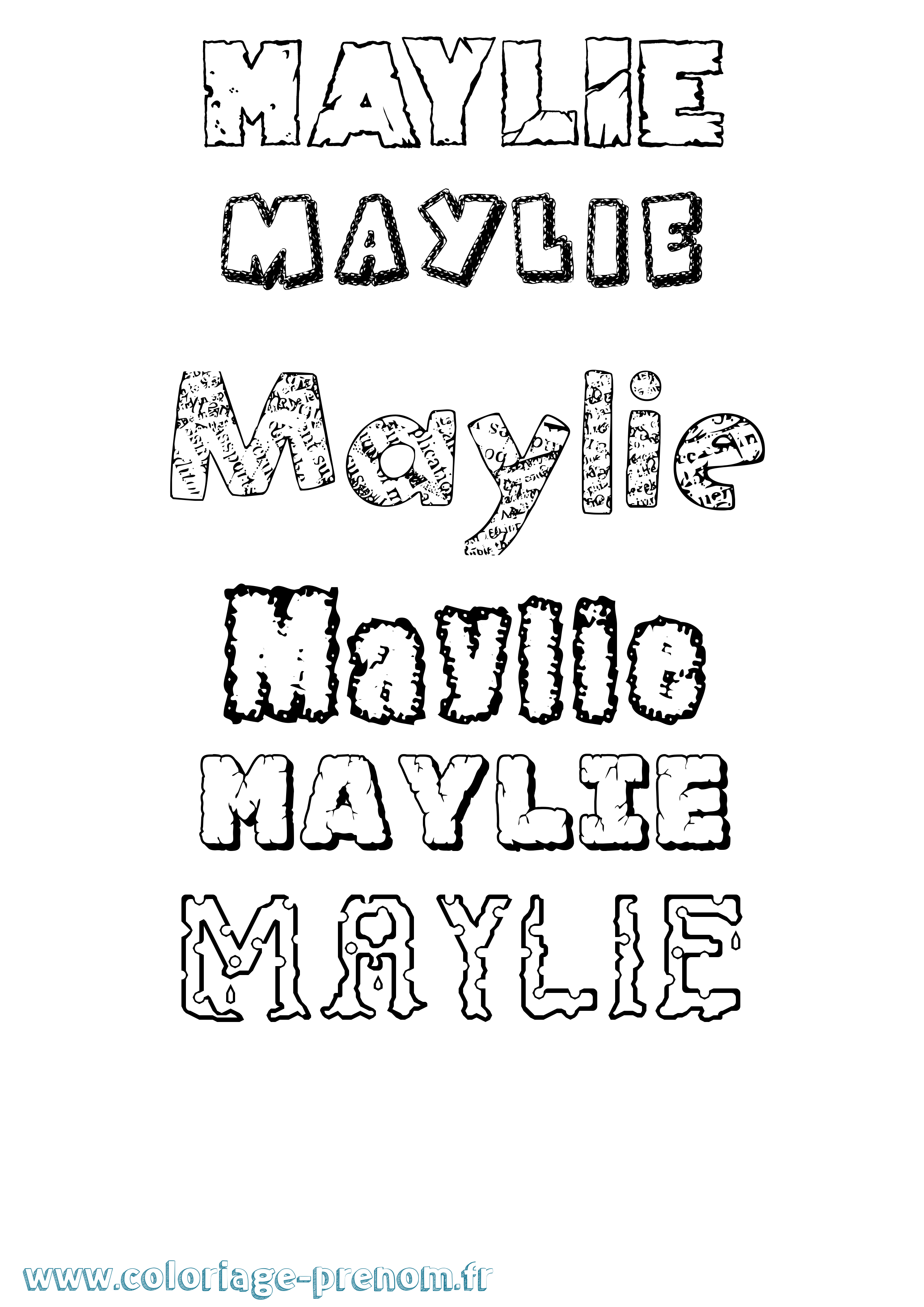 Coloriage prénom Maylie Destructuré