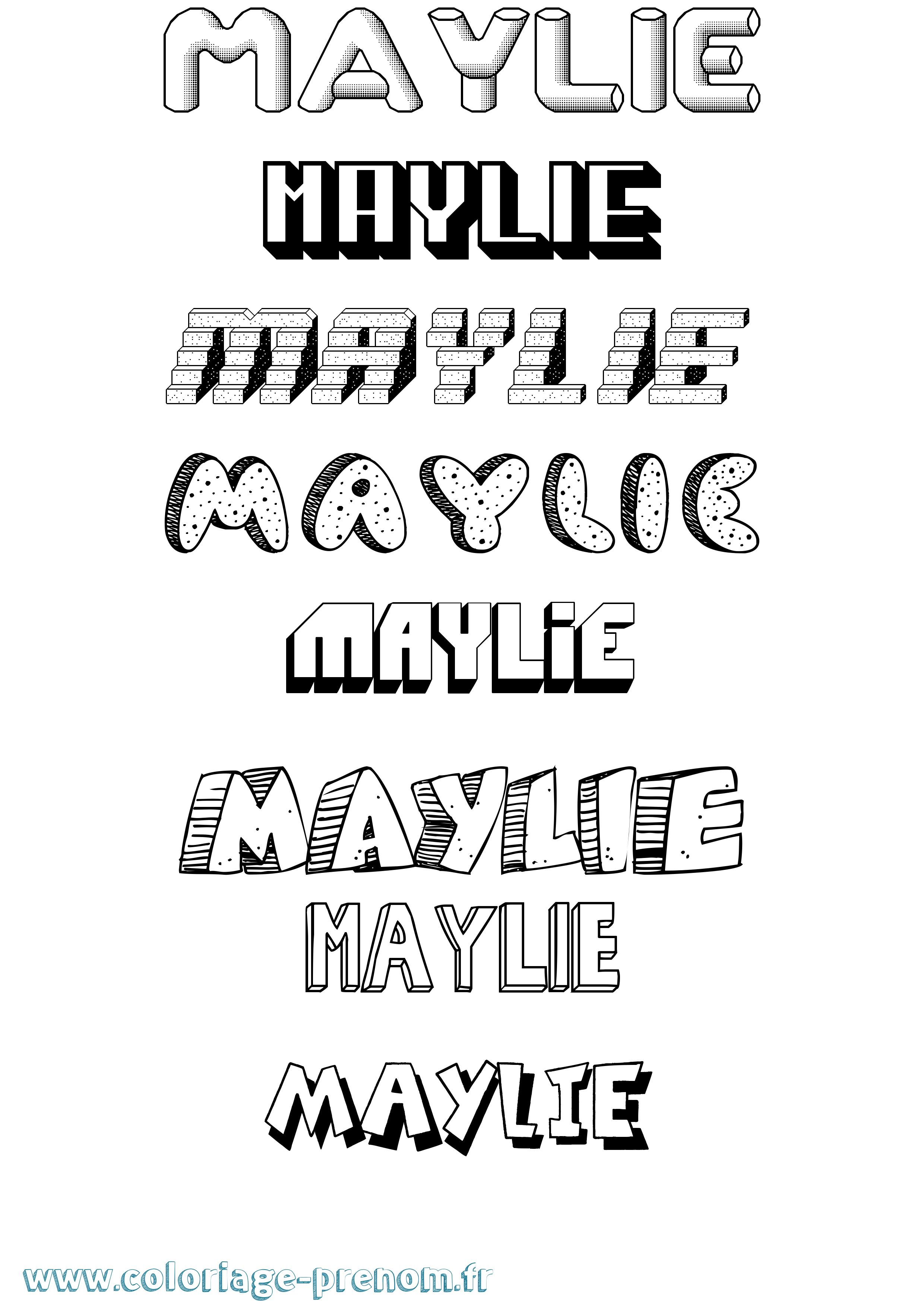 Coloriage prénom Maylie Effet 3D
