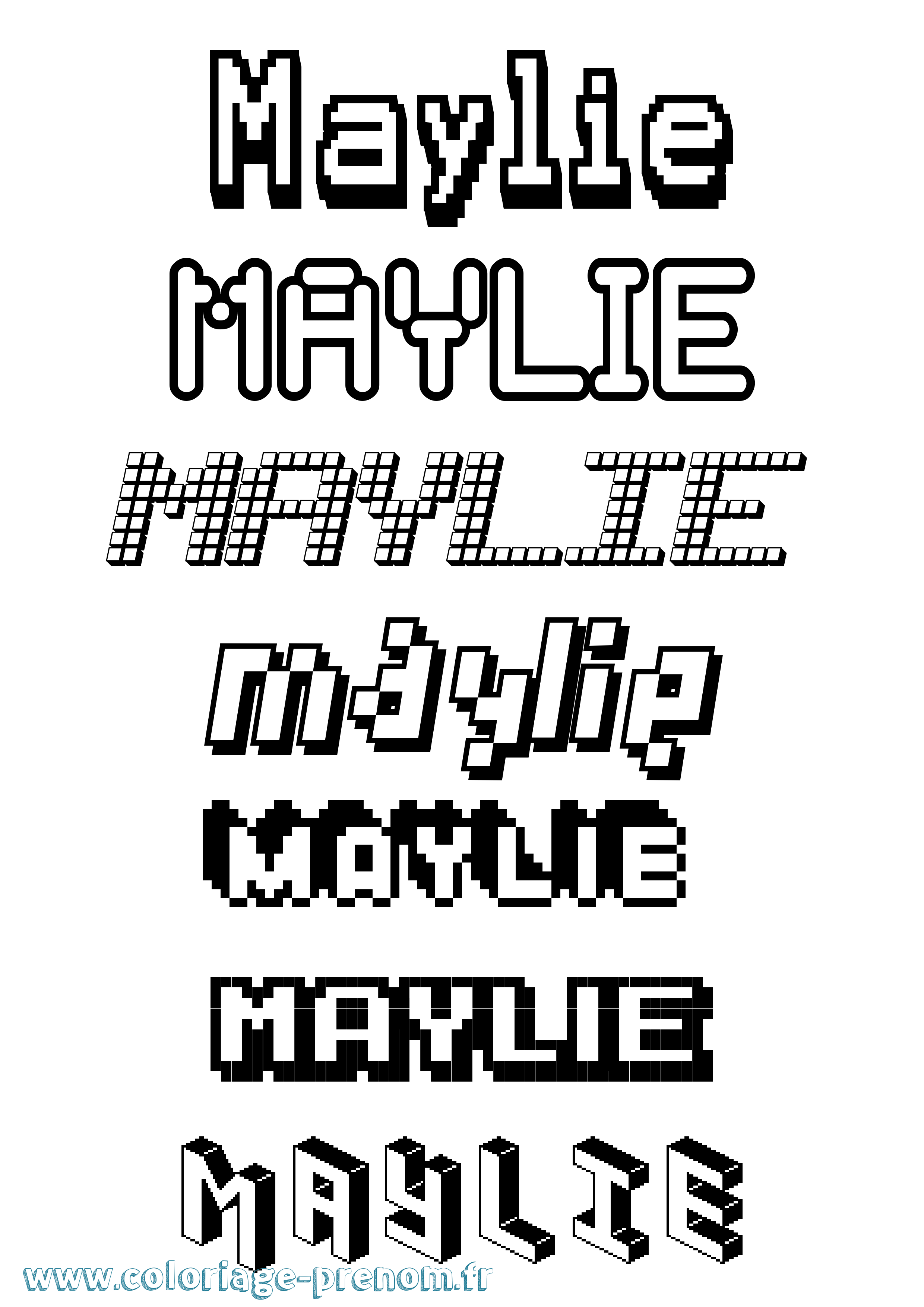 Coloriage prénom Maylie Pixel