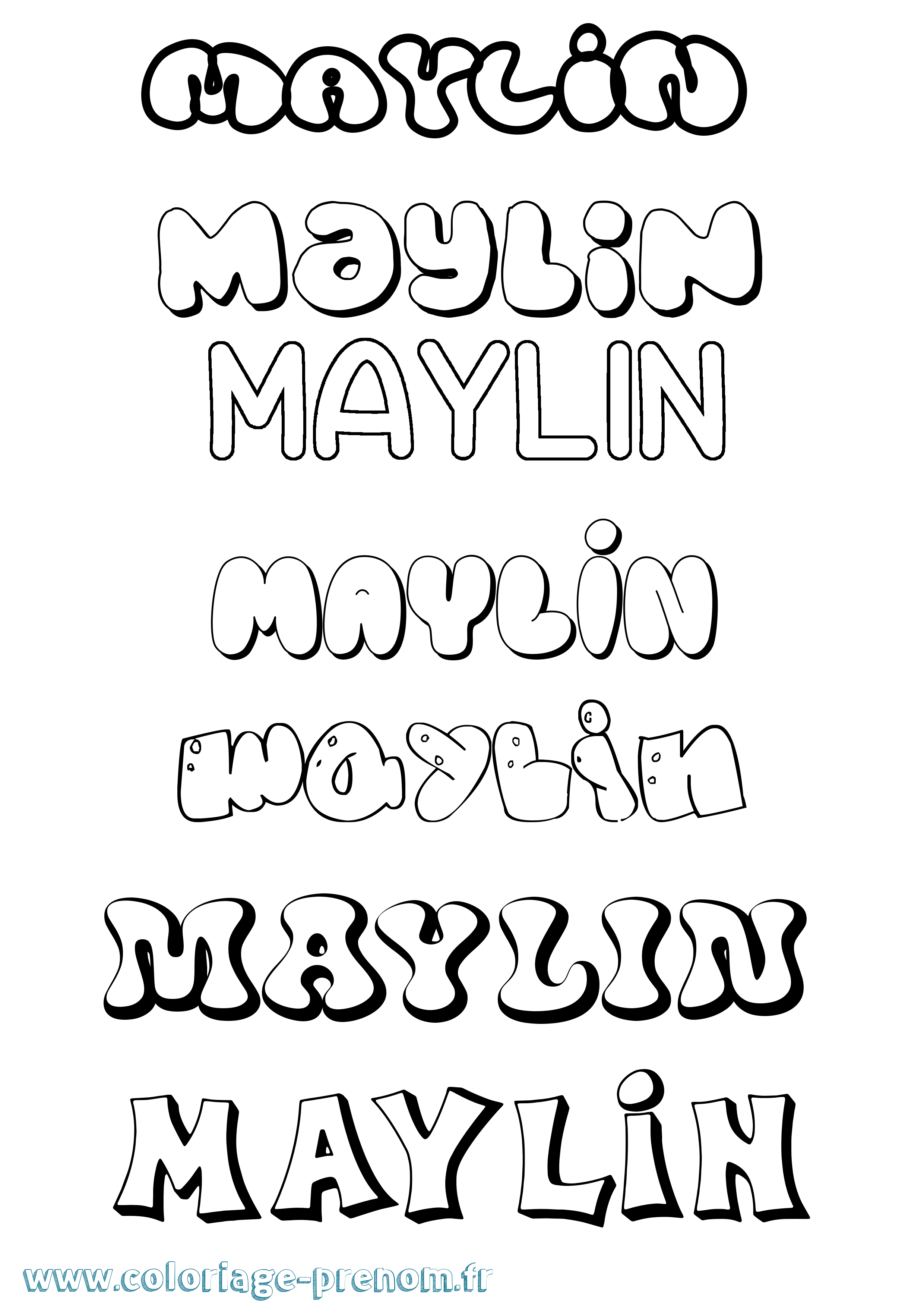 Coloriage prénom Maylin Bubble