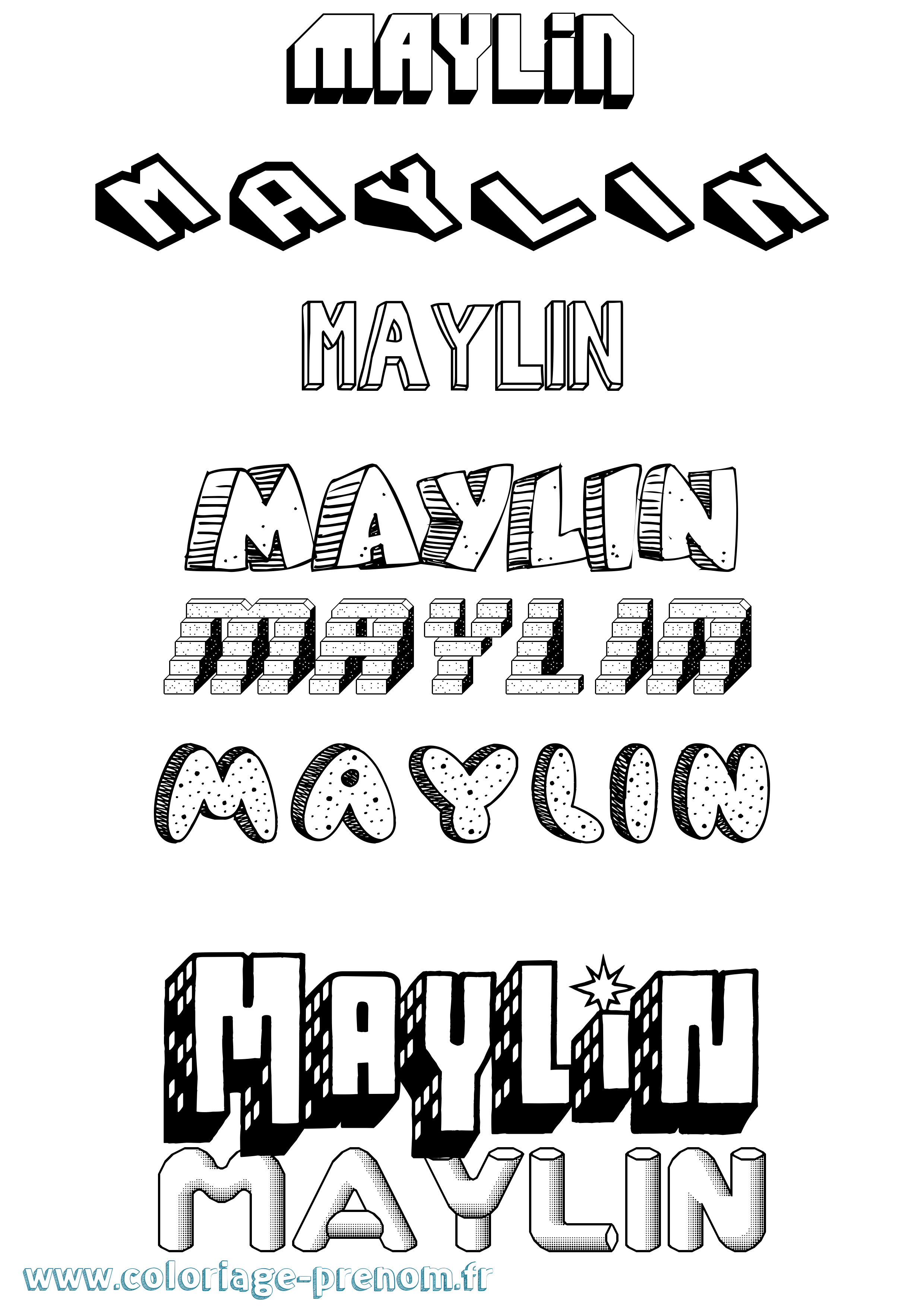 Coloriage Maylin Effet 3D Coloriage prénom Maylin Effet 3D