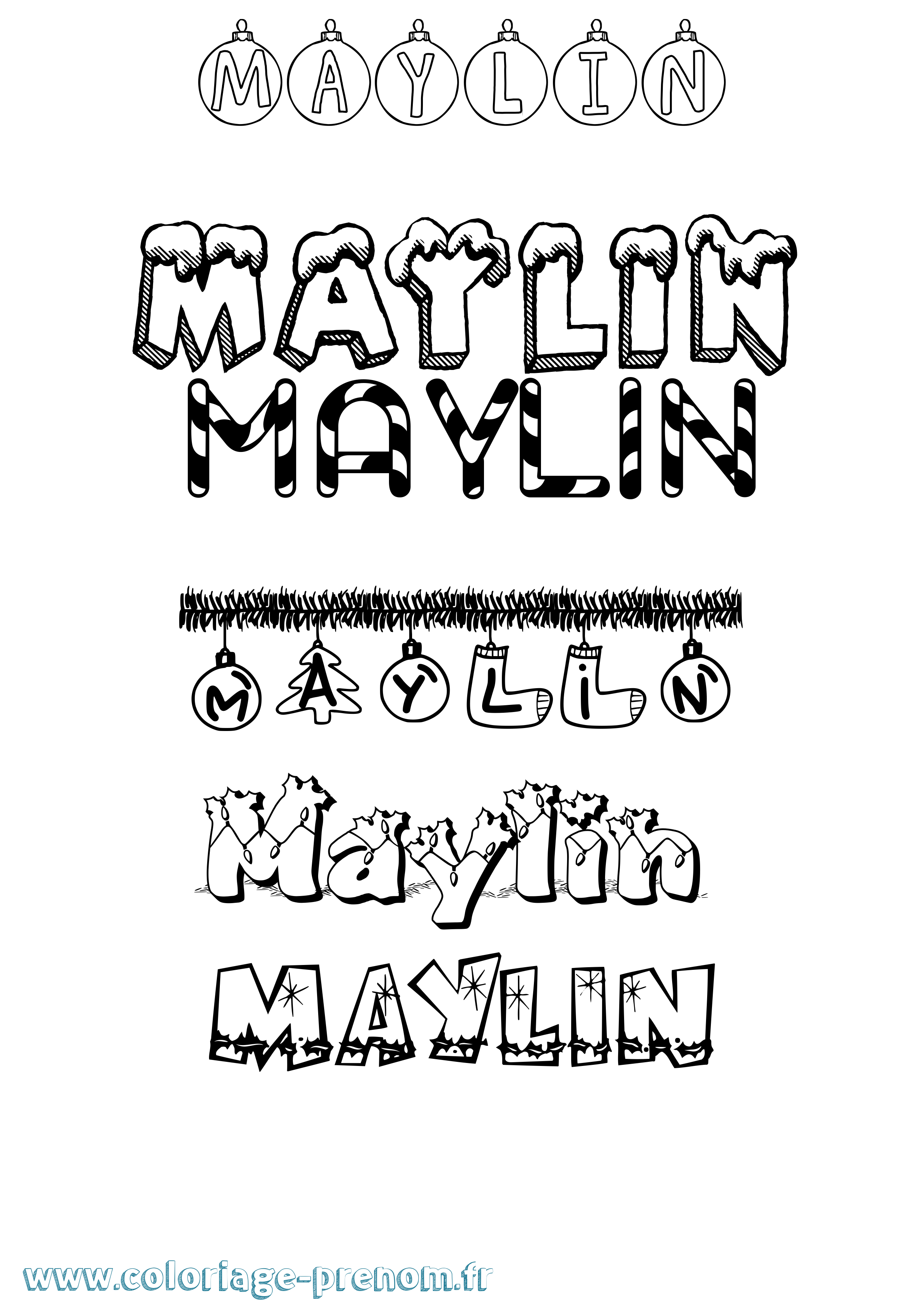 Coloriage Maylin Noël Coloriage prénom Maylin Noël