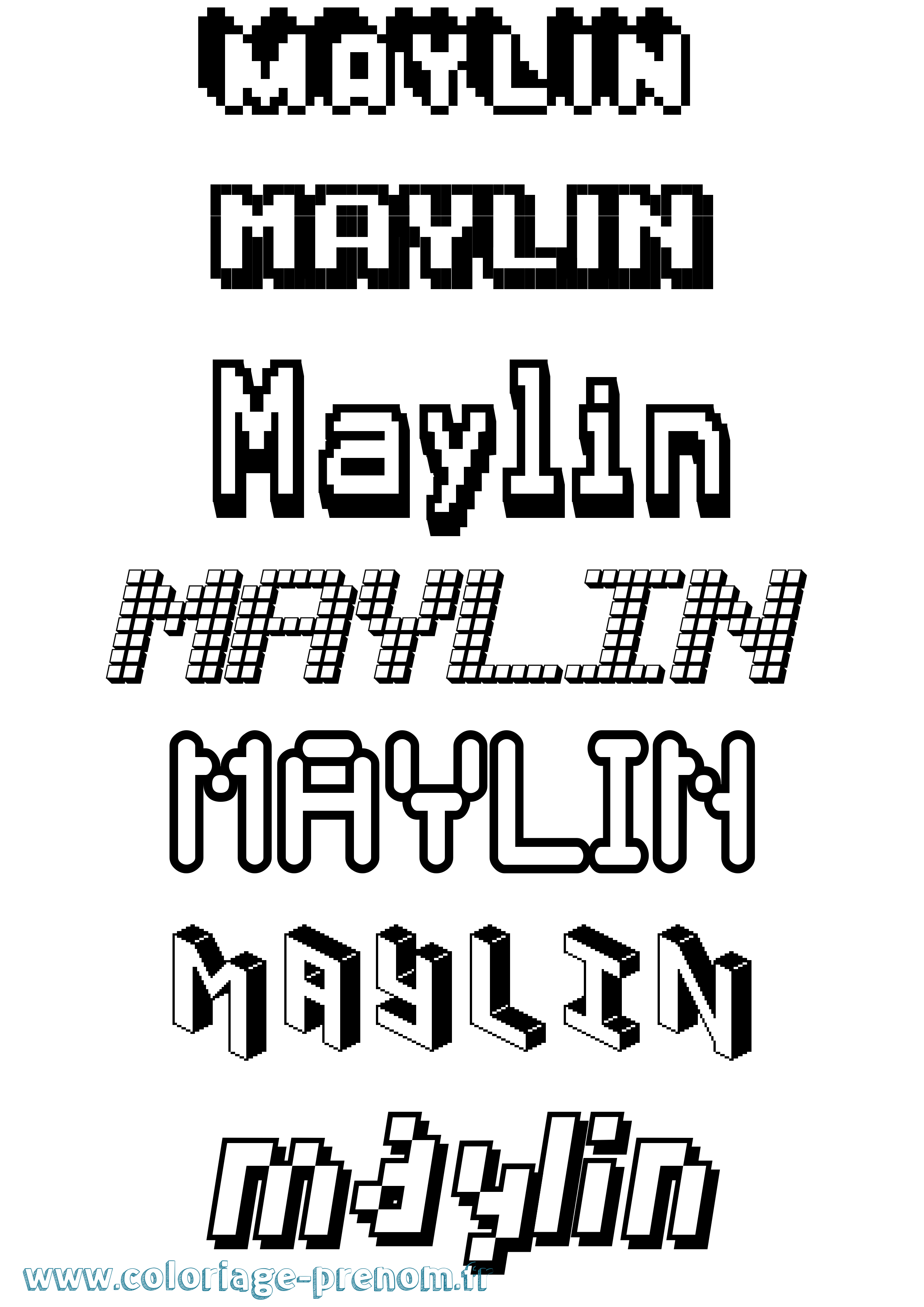 Coloriage prénom Maylin Pixel