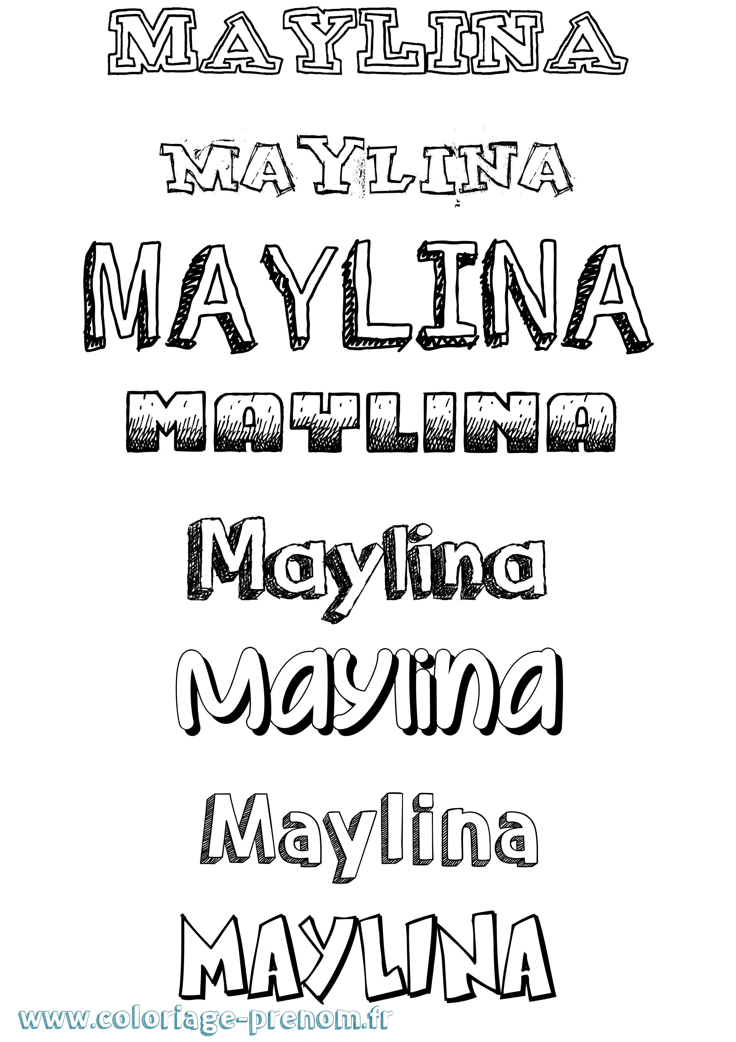Coloriage prénom Maylina Dessiné