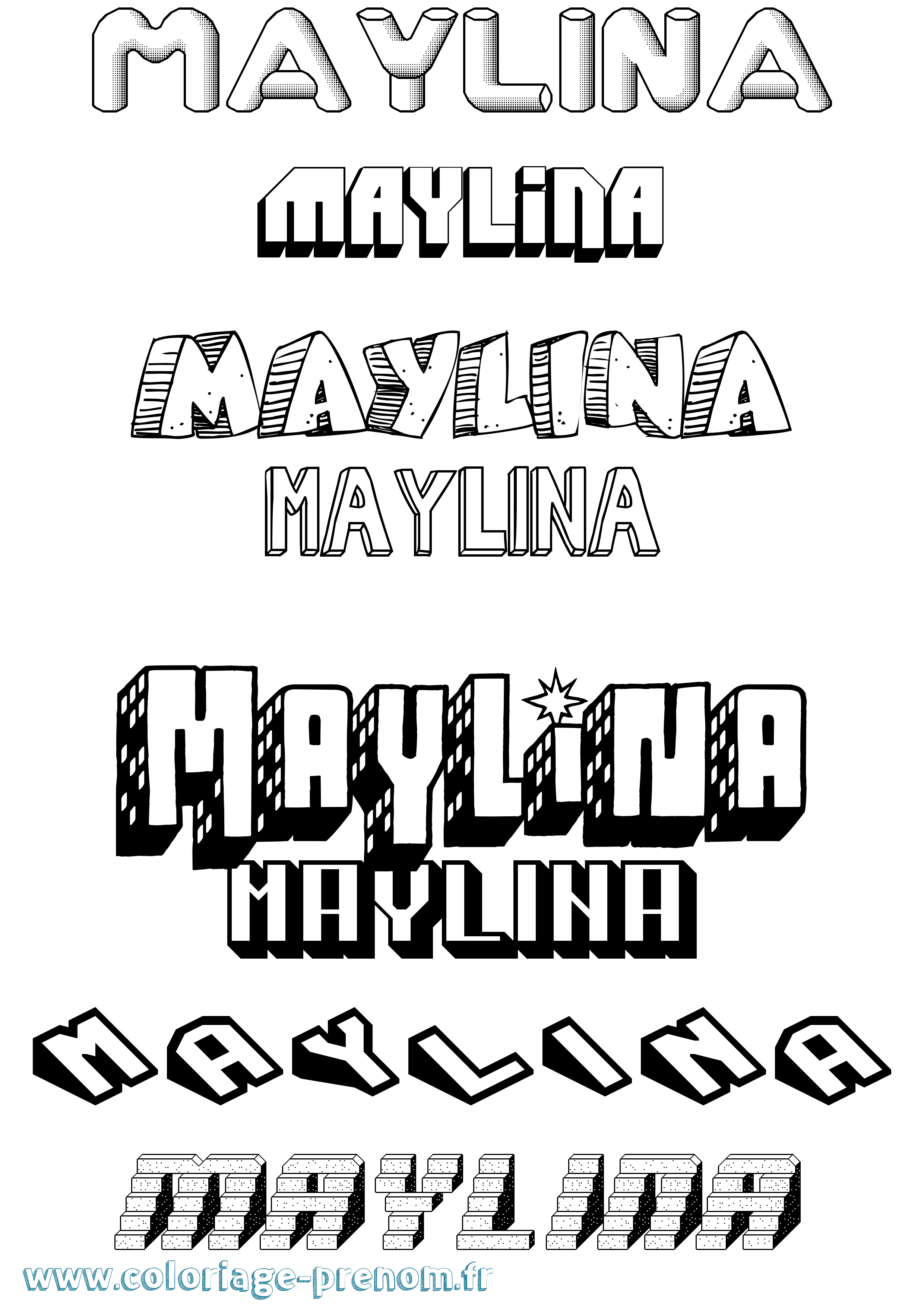 Coloriage prénom Maylina Effet 3D