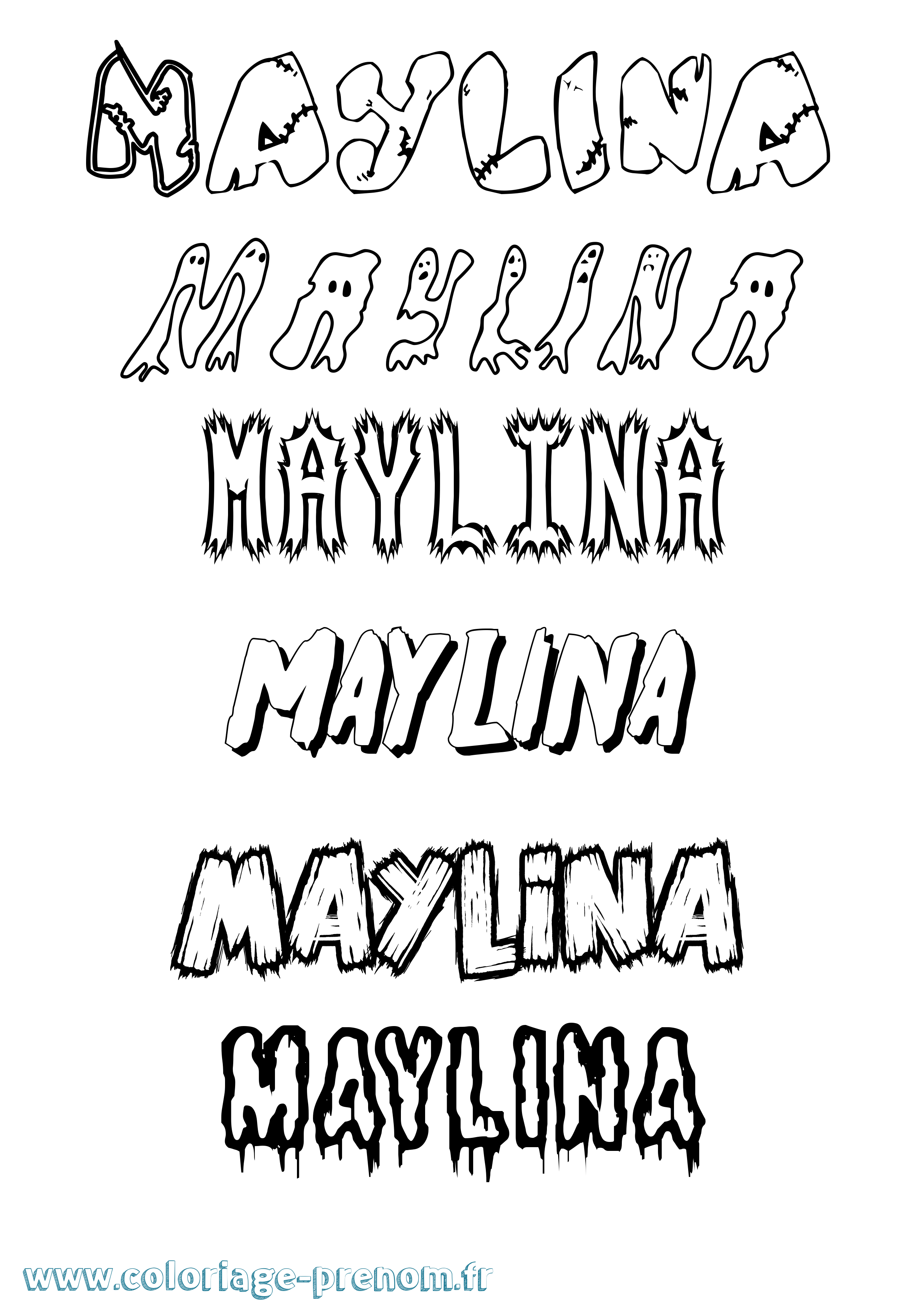 Coloriage prénom Maylina Frisson