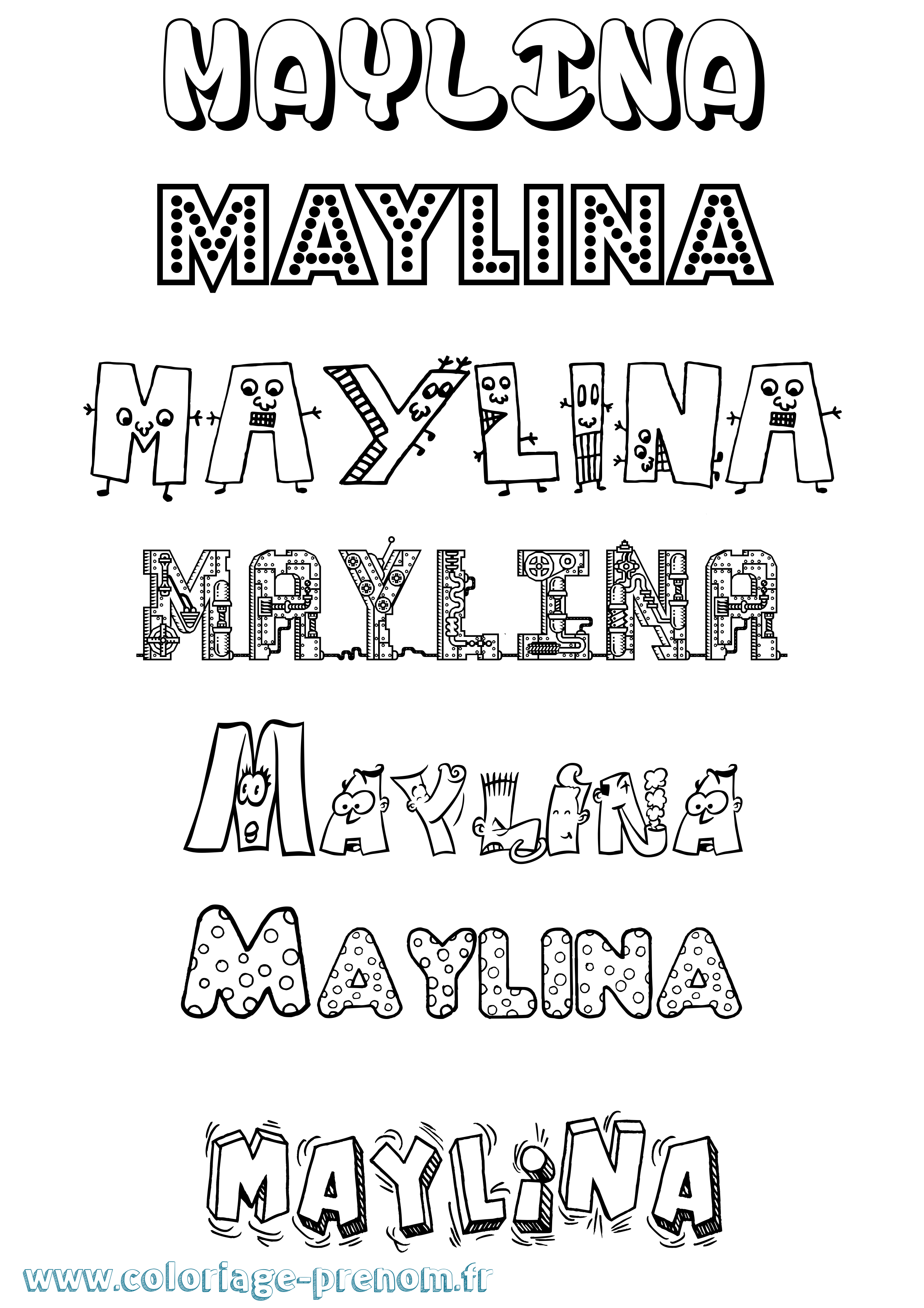 Coloriage prénom Maylina Fun