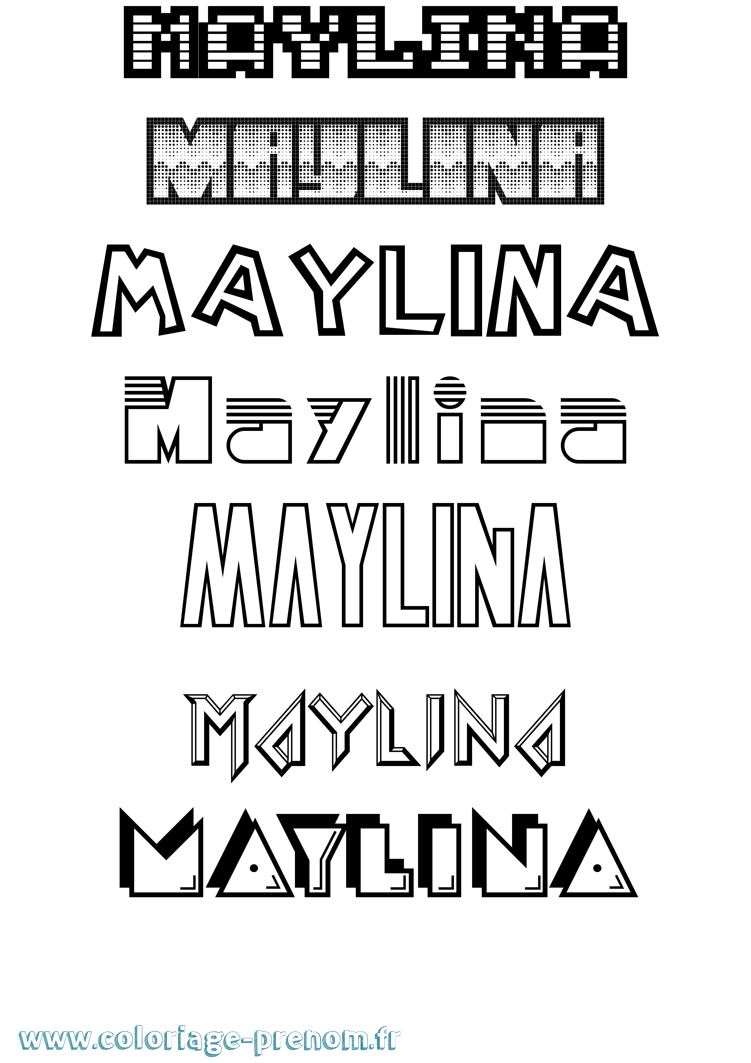 Coloriage prénom Maylina Jeux Vidéos