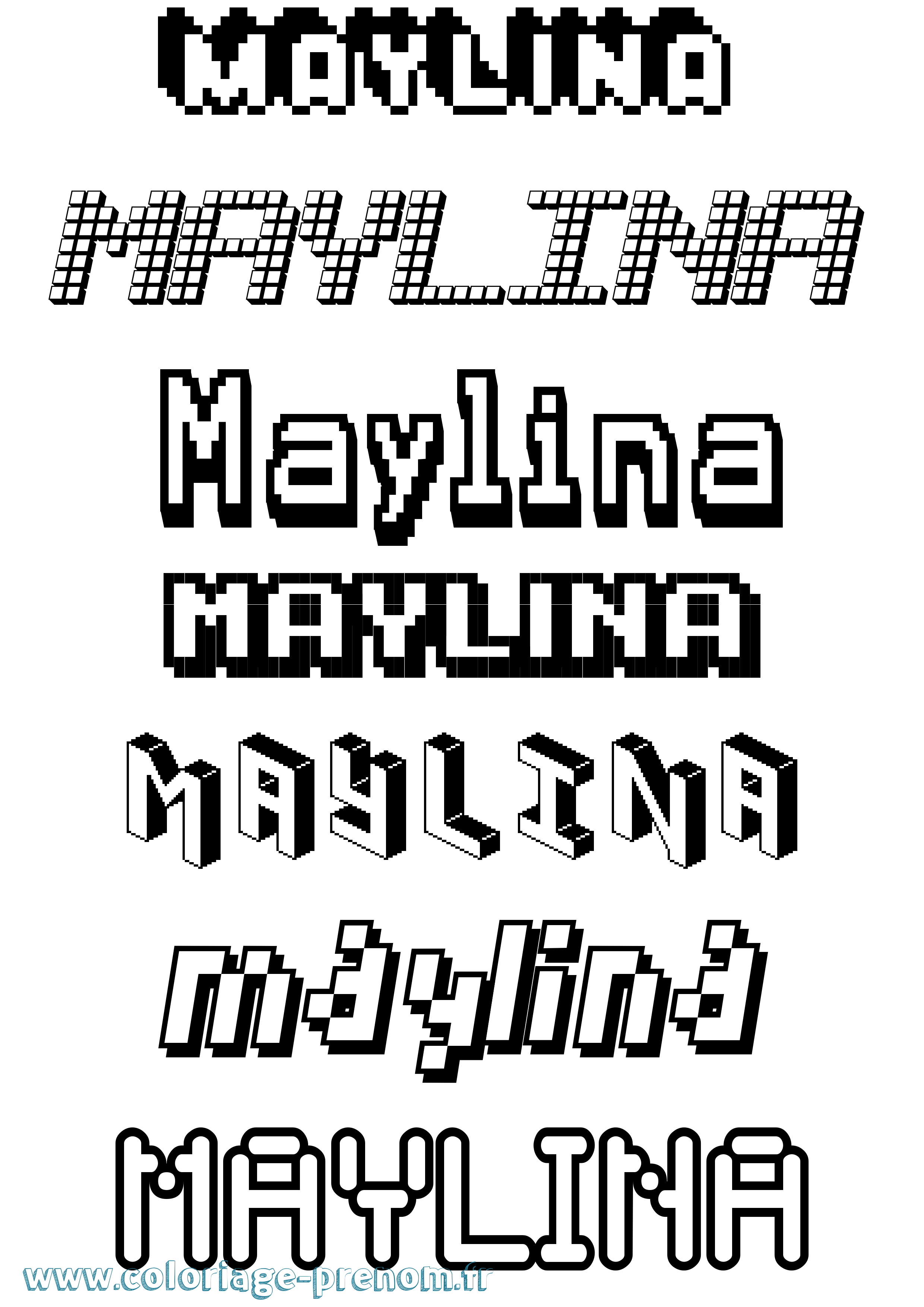 Coloriage prénom Maylina Pixel