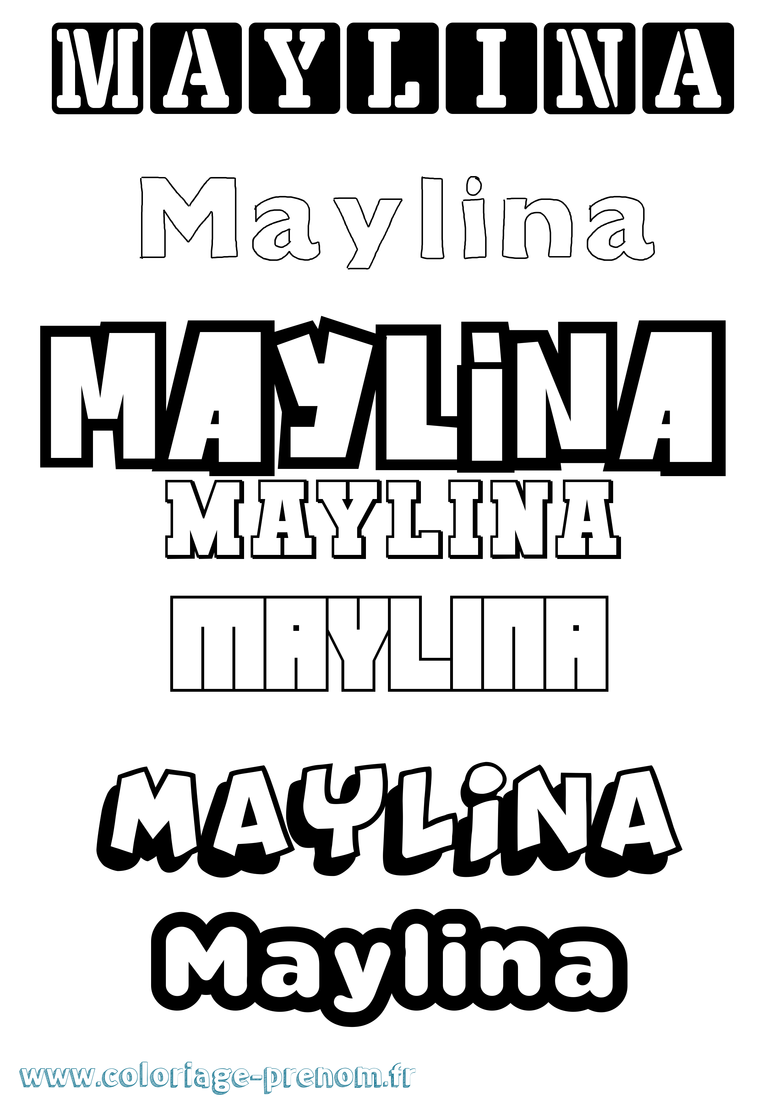Coloriage prénom Maylina Simple