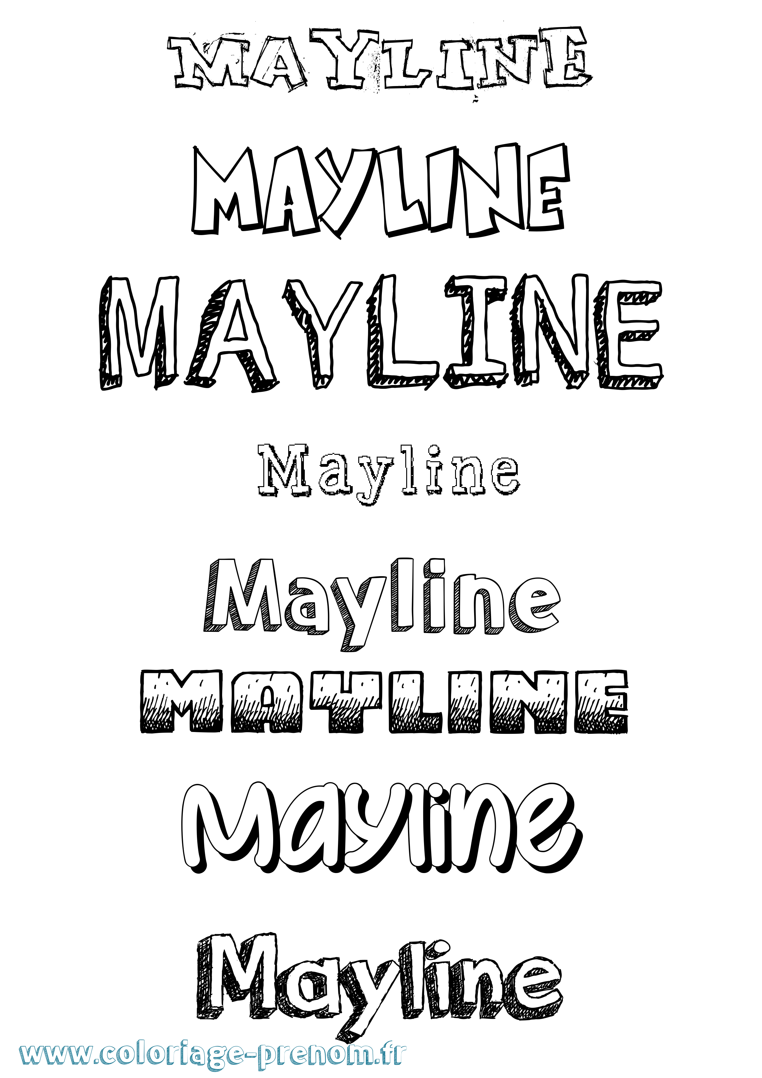 Coloriage prénom Mayline Dessiné