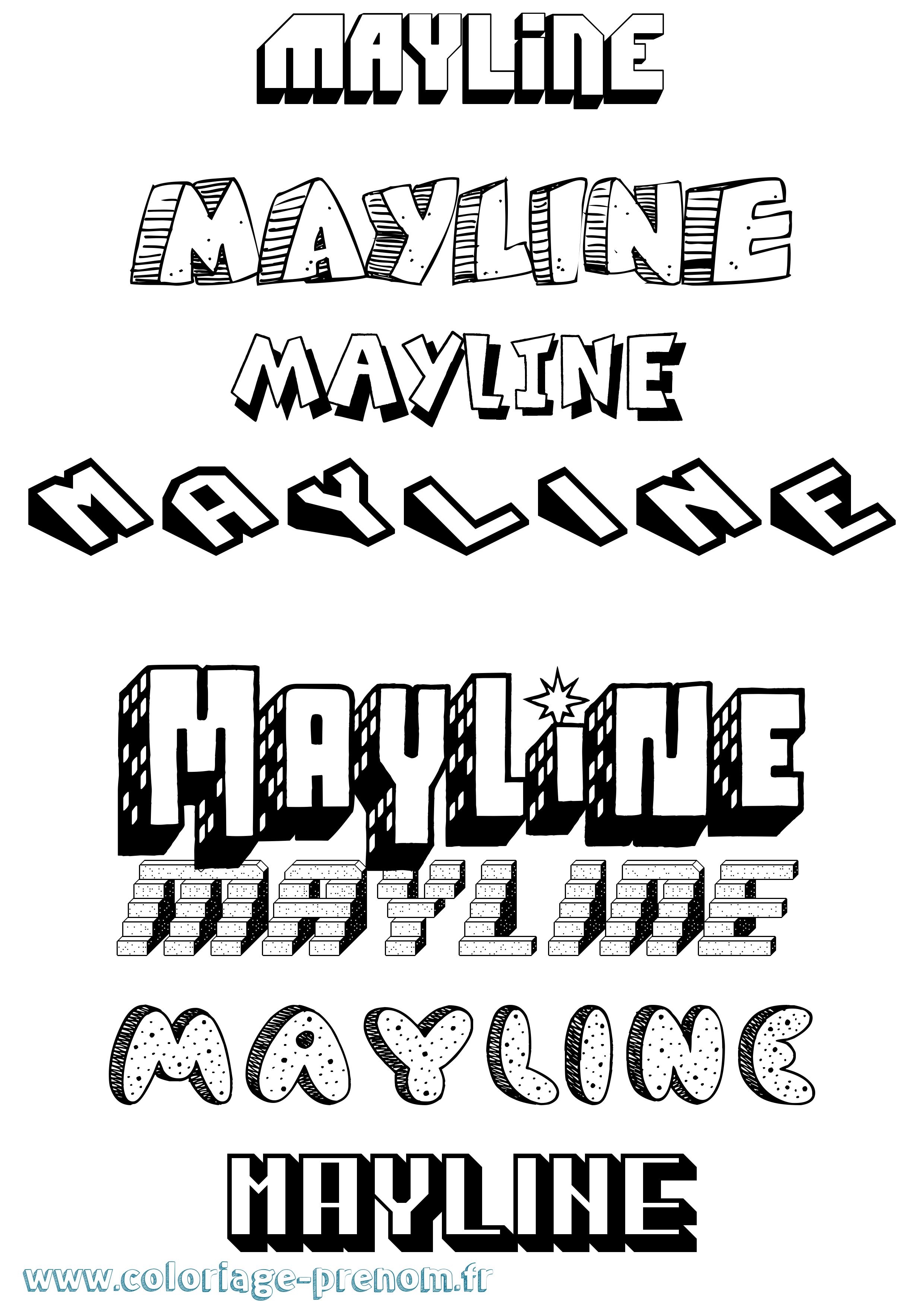 Coloriage prénom Mayline Effet 3D