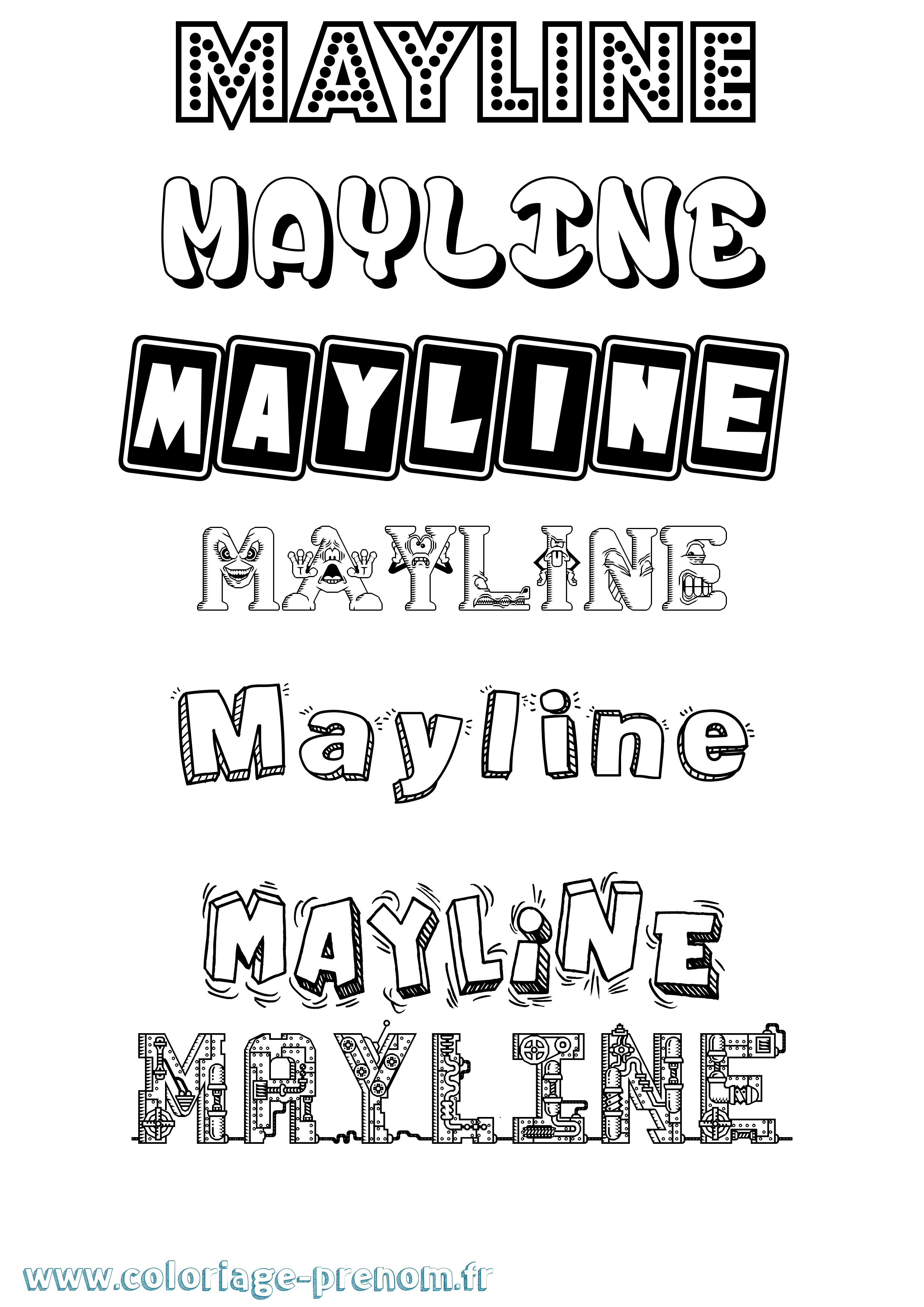 Coloriage prénom Mayline Fun