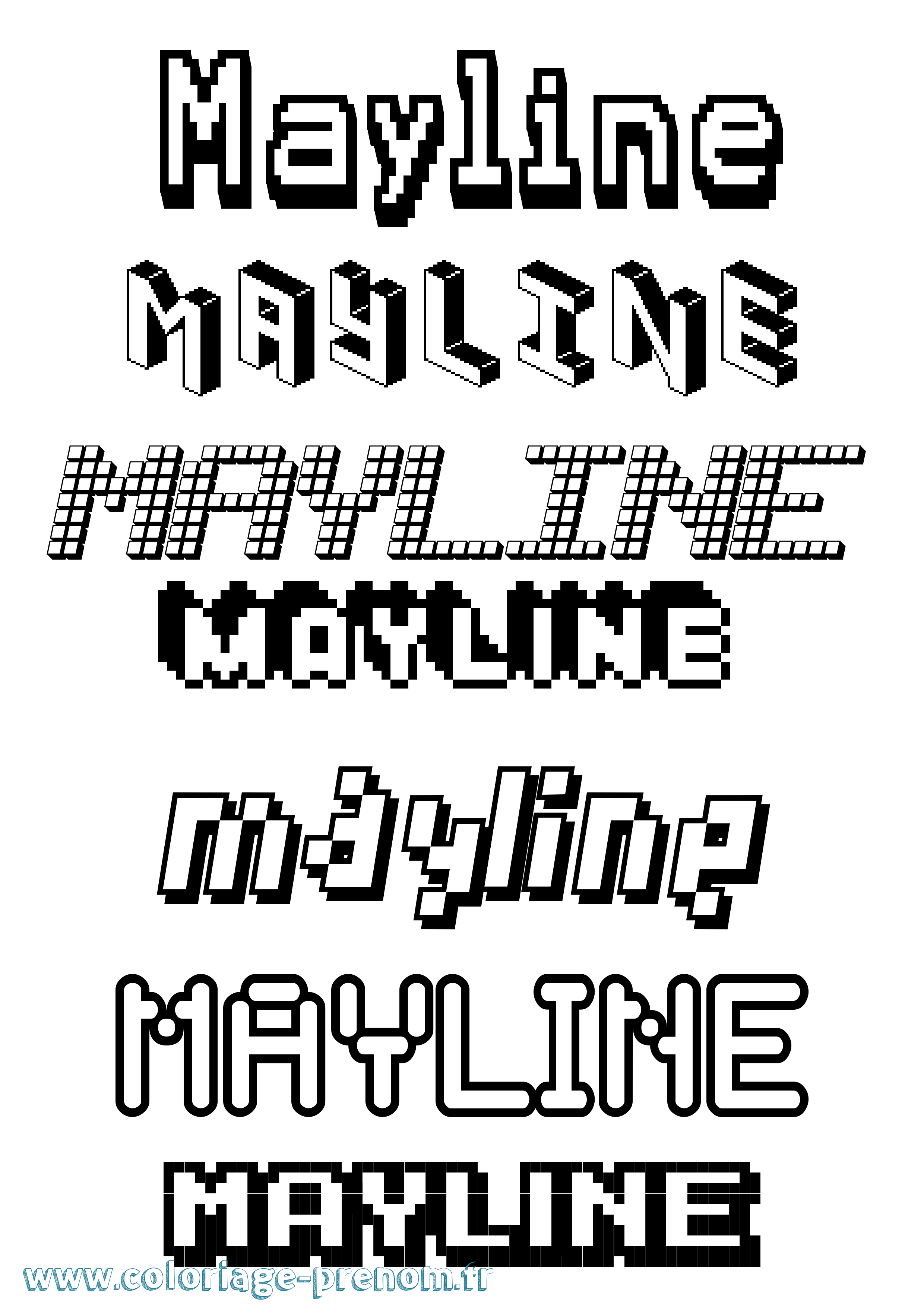 Coloriage prénom Mayline Pixel