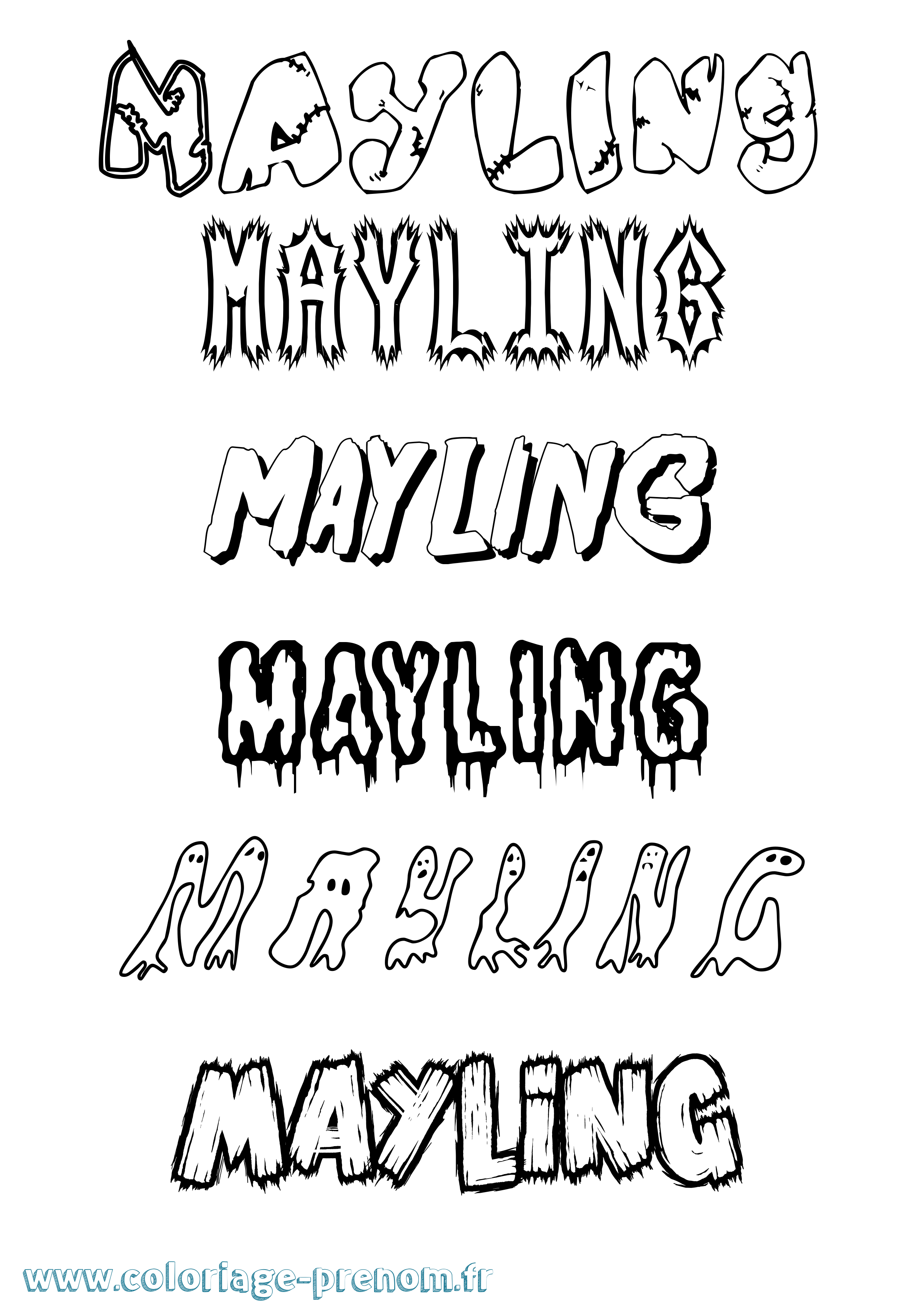 Coloriage prénom Mayling Frisson