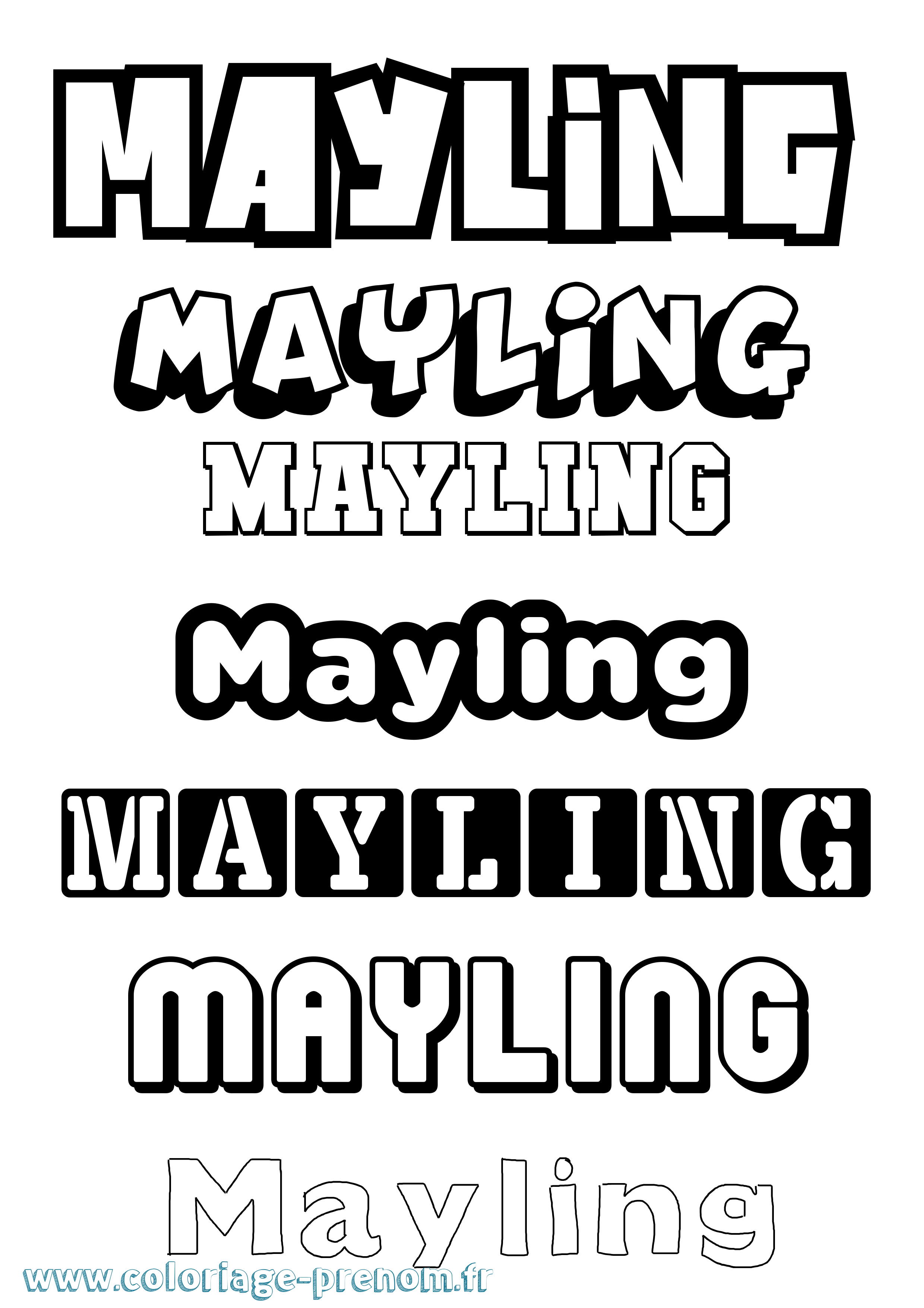 Coloriage prénom Mayling Simple