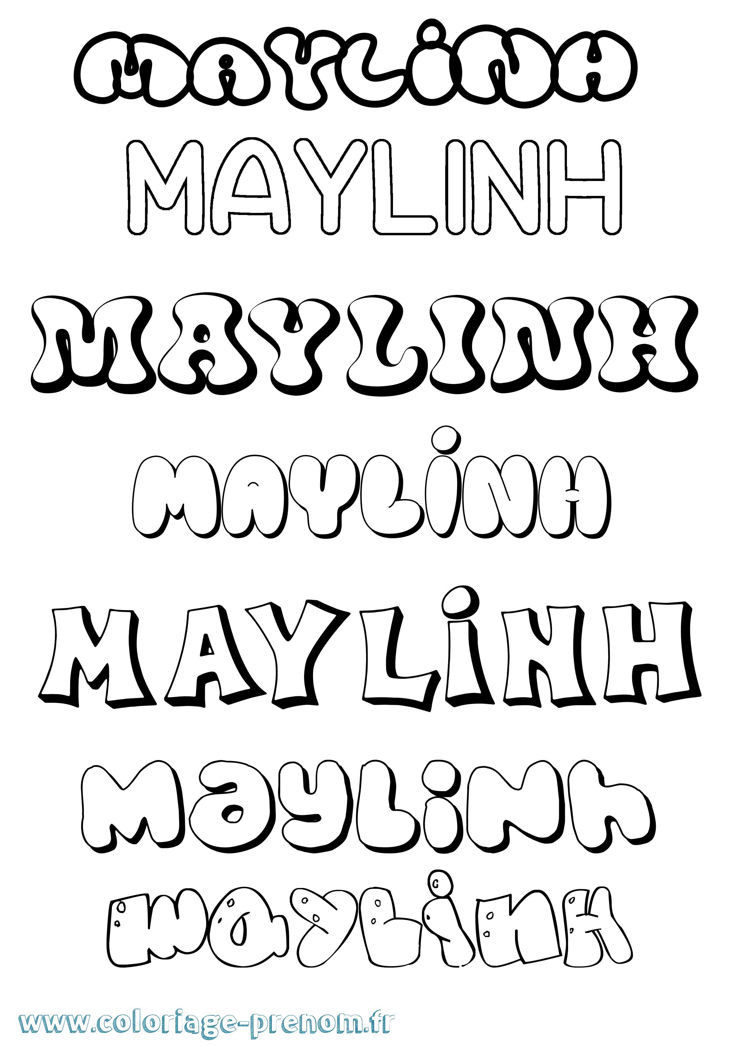 Coloriage prénom Maylinh Bubble