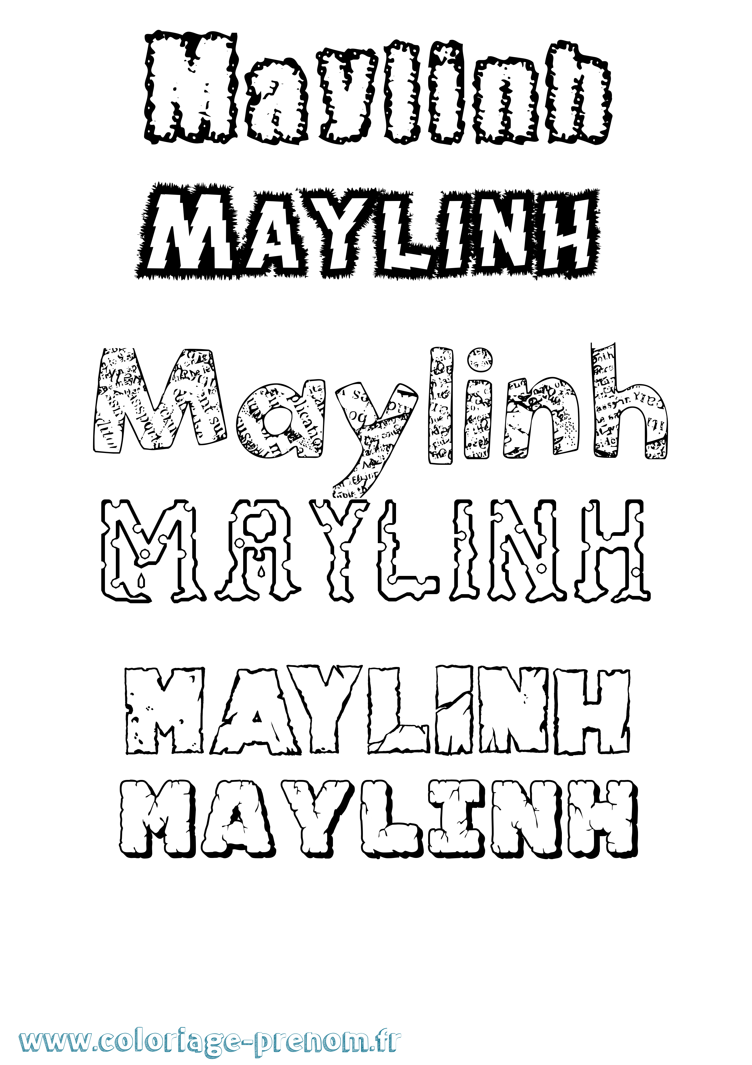 Coloriage prénom Maylinh Destructuré